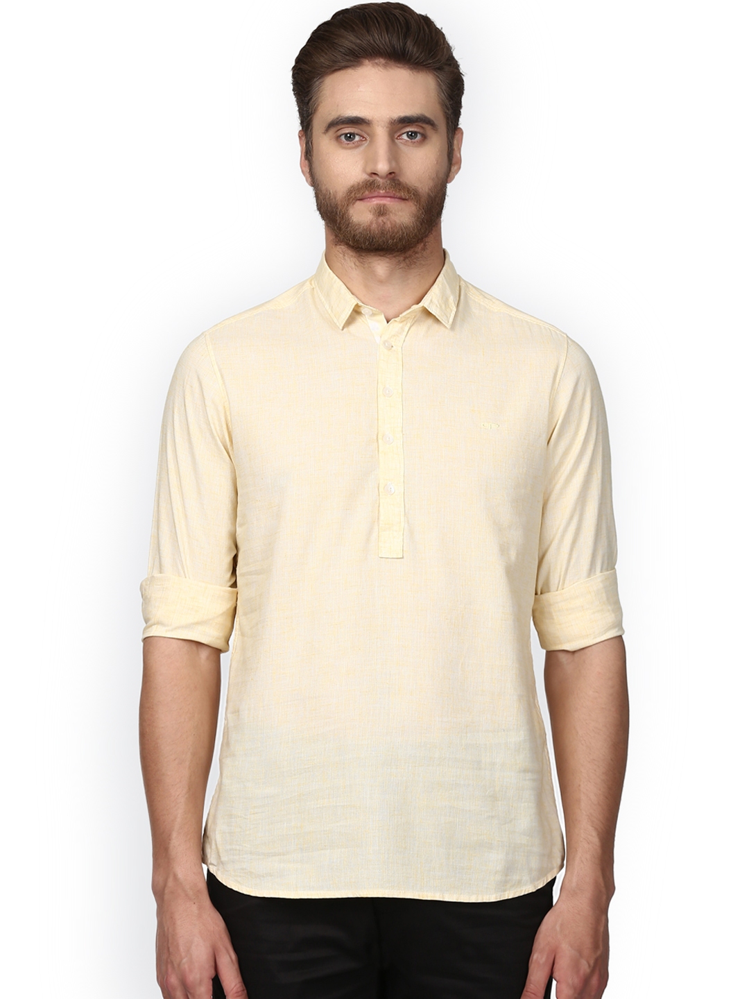 Buy ColorPlus Men Yellow Regular Fit Solid Casual Shirt - Shirts for ...