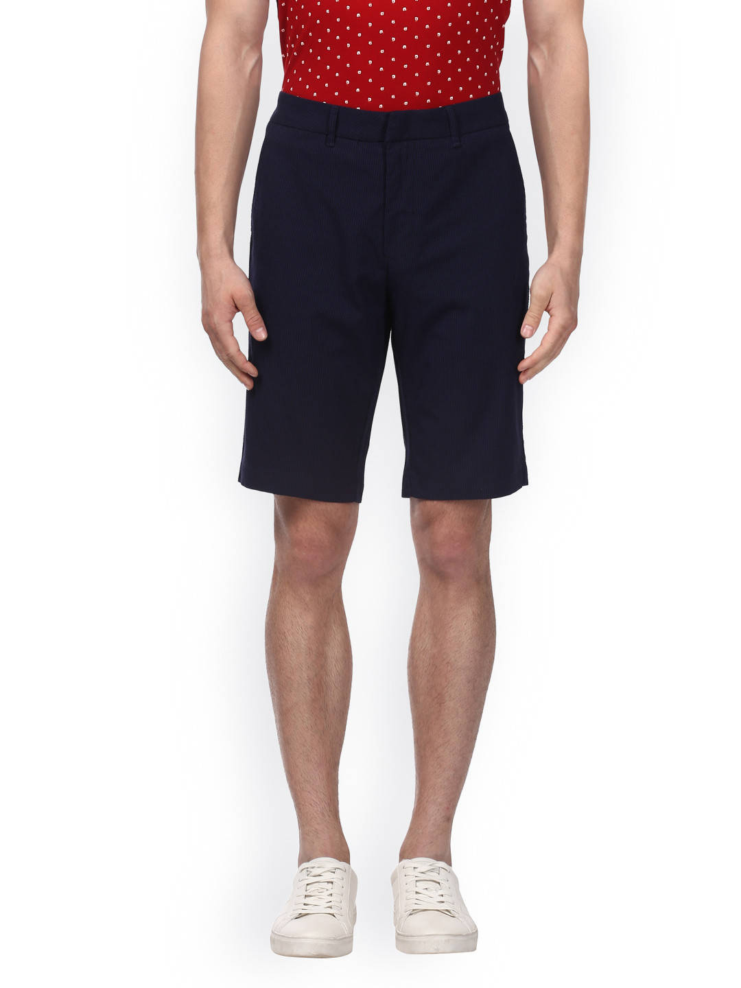 Buy ColorPlus Men Navy Blue Solid Regular Fit Regular Shorts - Shorts ...