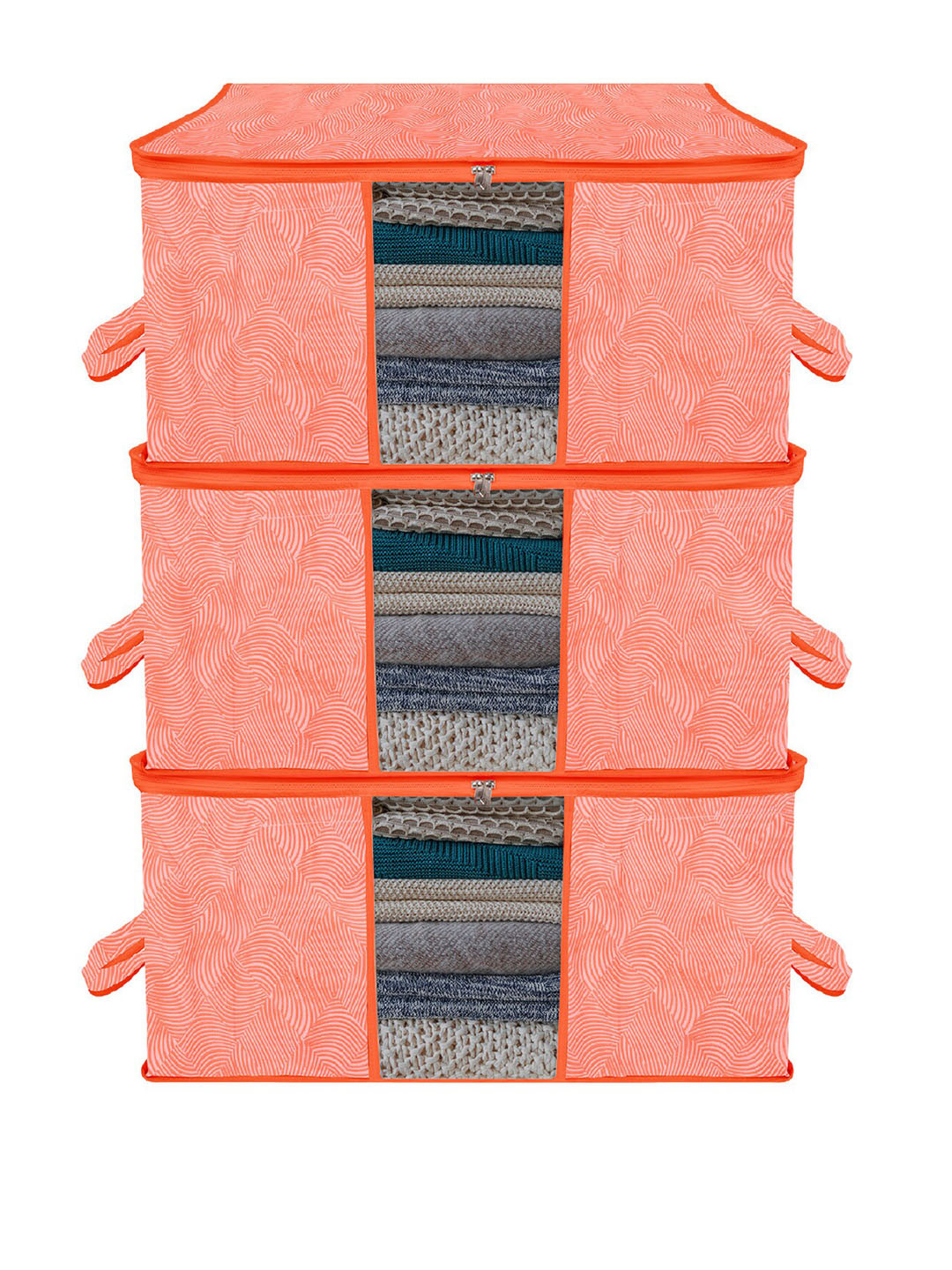 Buy Kuber Industries Orange Colored 3 Pieces Printed Large Underbed