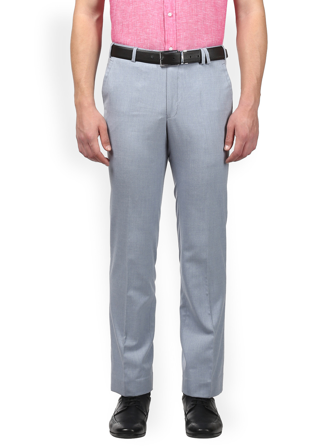 Buy Park Avenue Men Grey Slim Fit Solid Formal Trousers - Trousers for ...