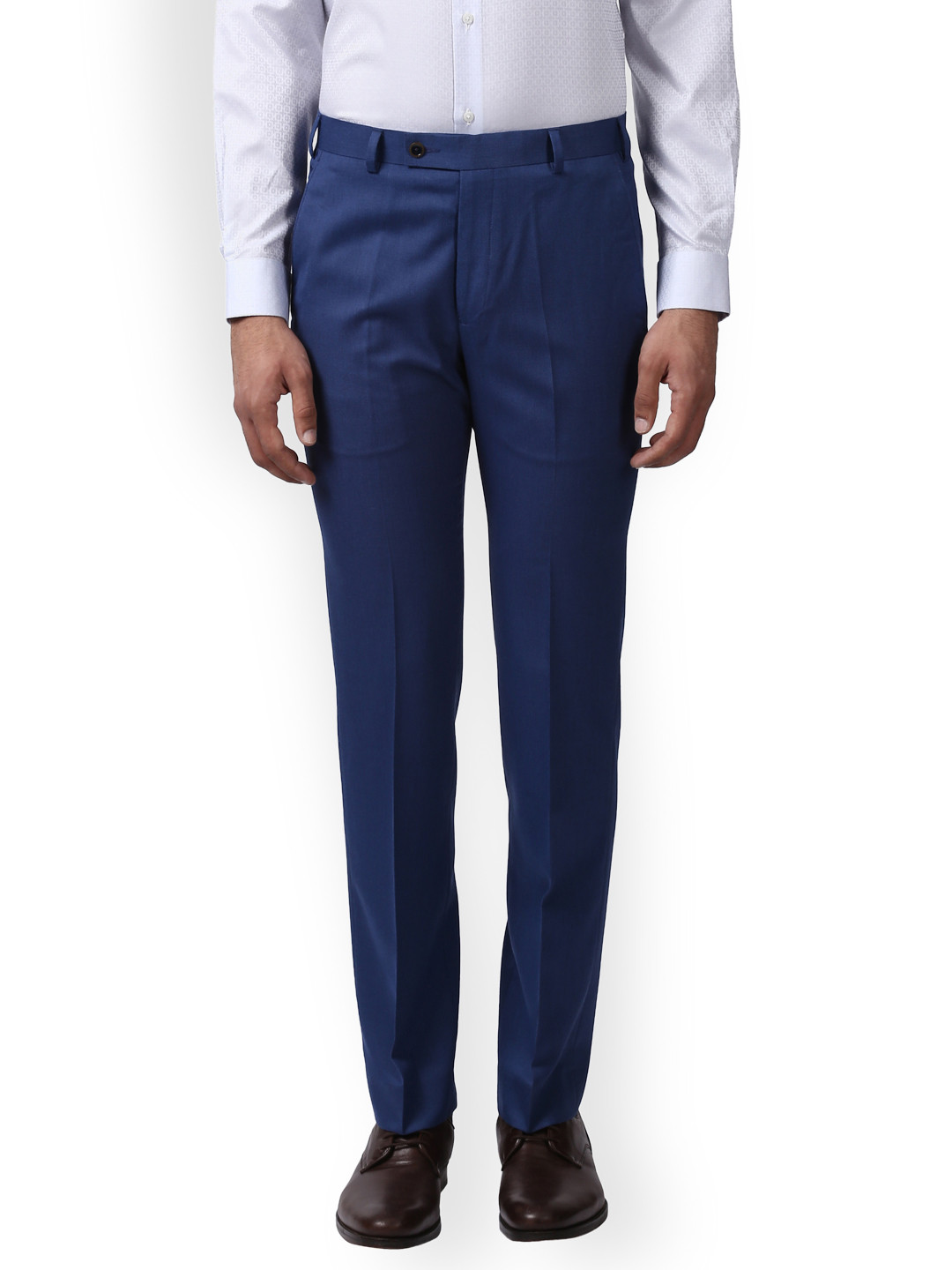 Buy Park Avenue Men Blue Slim Fit Solid Formal Trousers - Trousers for ...