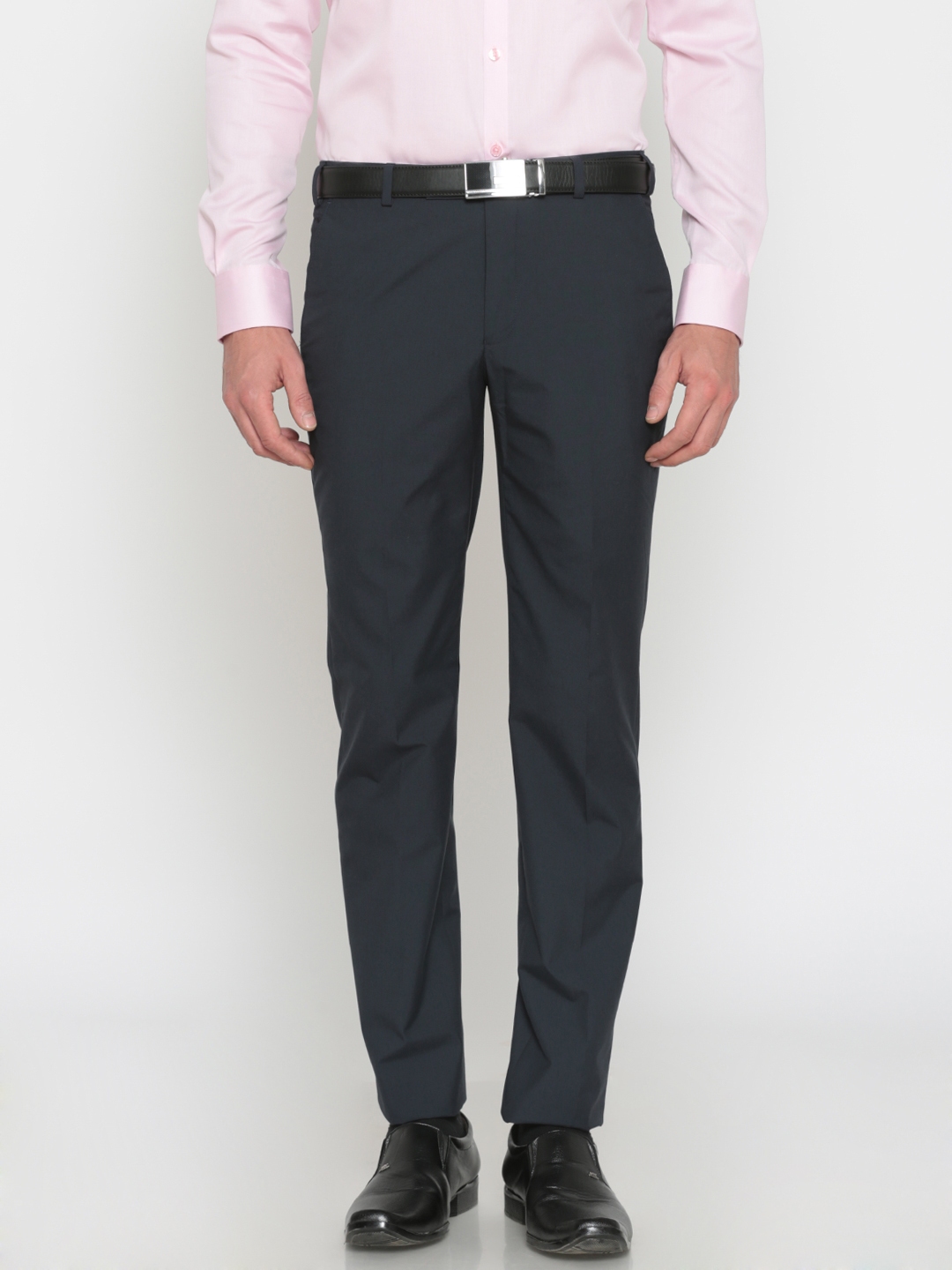 Buy Park Avenue Men Navy Blue Slim Fit Solid Formal Trousers - Trousers ...