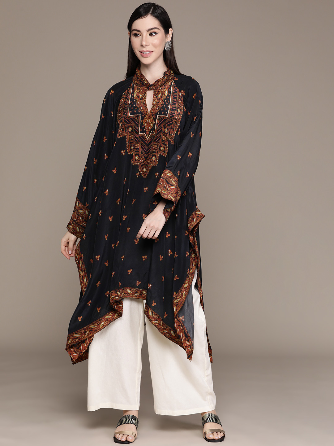 Buy Ritu Kumar Women Ethnic Motifs Printed Keyhole Neck Bell Sleeves ...