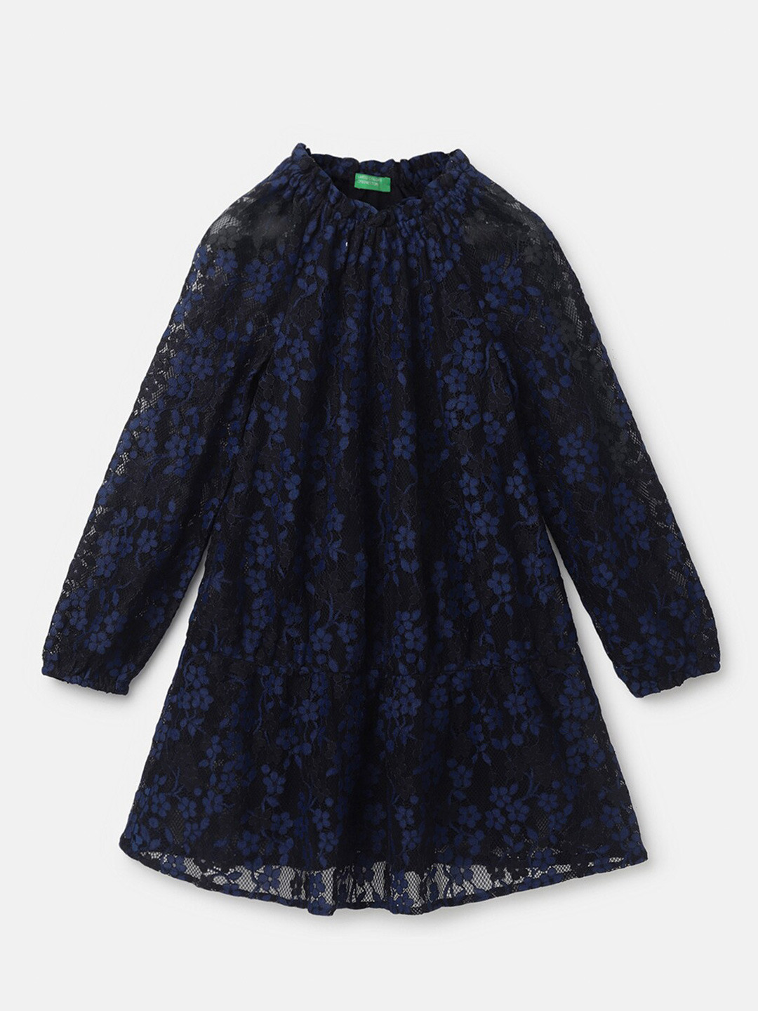 Buy United Colors Of Benetton Girls Floral Printed Puff Sleeves A Line ...