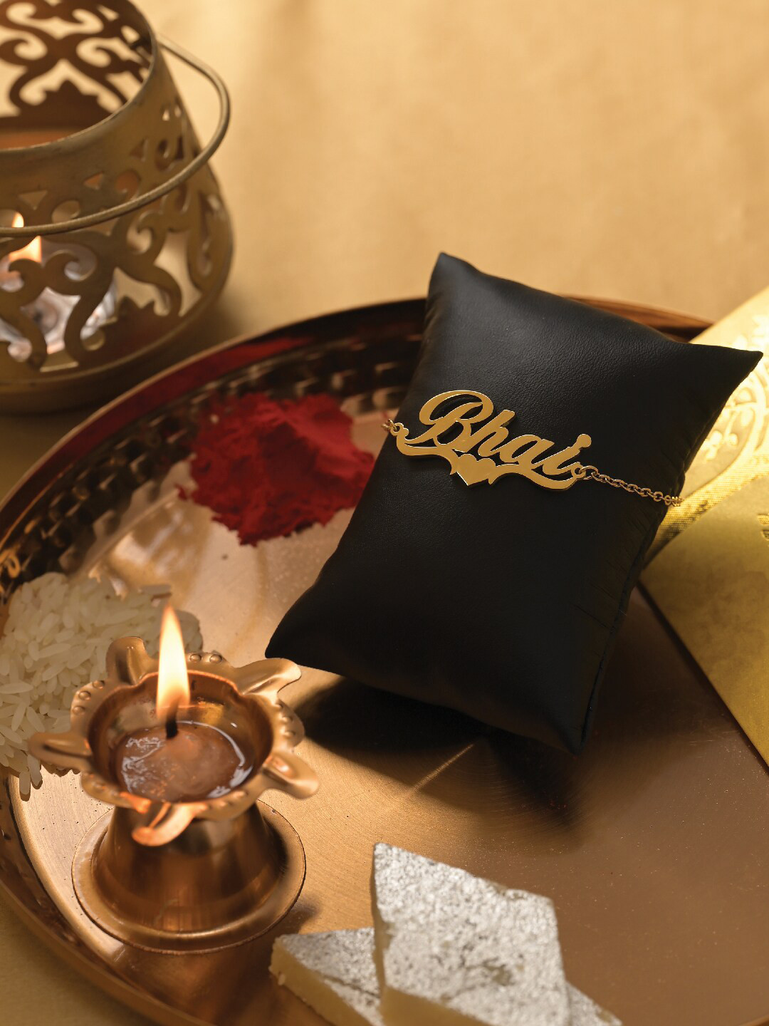 Mahi Gold Plated Pink Crystal Floral Rakhi For Brother - Adjustable Thread, Traditional Raksha Bandhan Gift - View #12