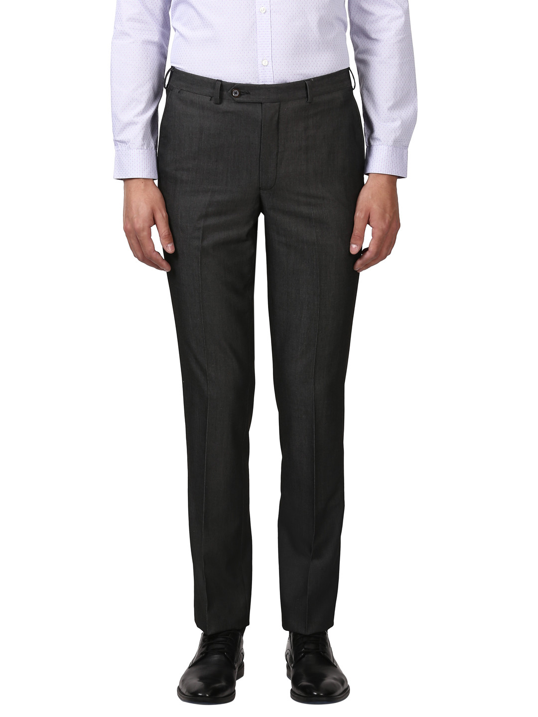 Buy Park Avenue Men Grey Slim Fit Solid Formal Trousers - Trousers for ...