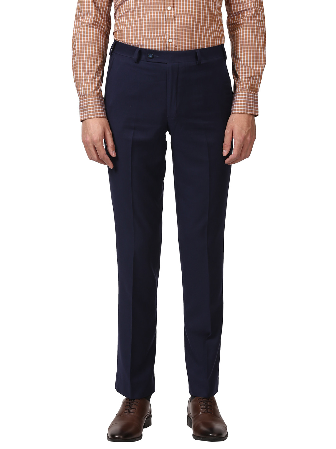 Buy Park Avenue Men Blue Slim Fit Solid Formal Trousers - Trousers for ...