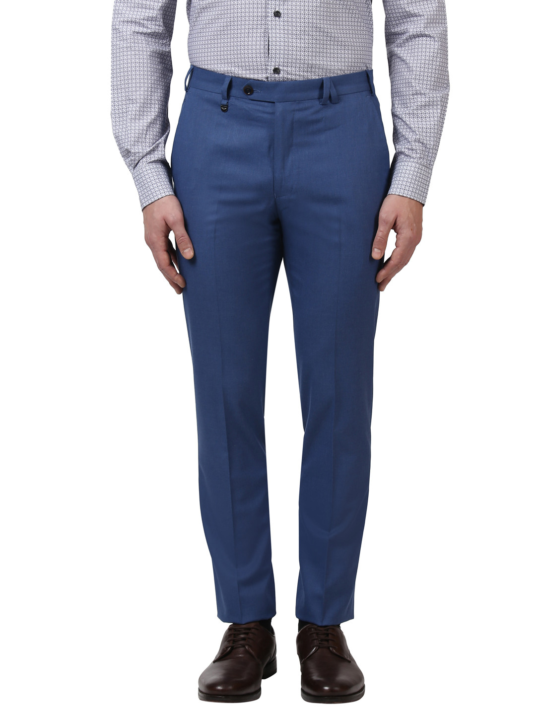 Buy Park Avenue Men Blue Regular Fit Solid Formal Trousers - Trousers ...
