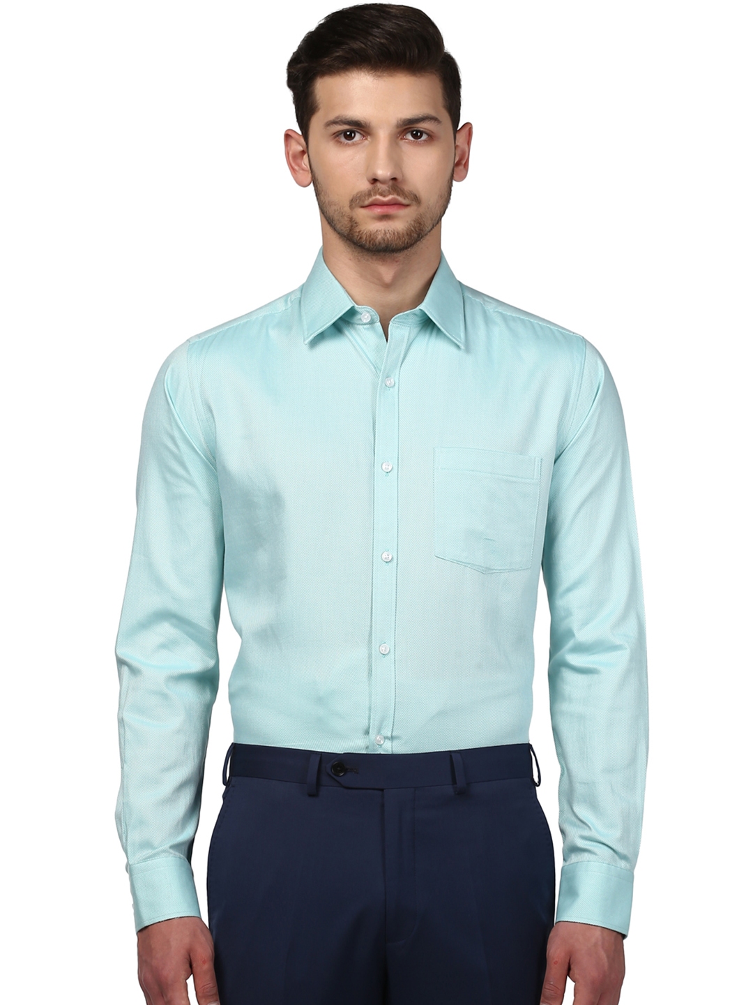 Buy Park Avenue Men Sea Green Slim Fit Solid Formal Shirt - Shirts for ...