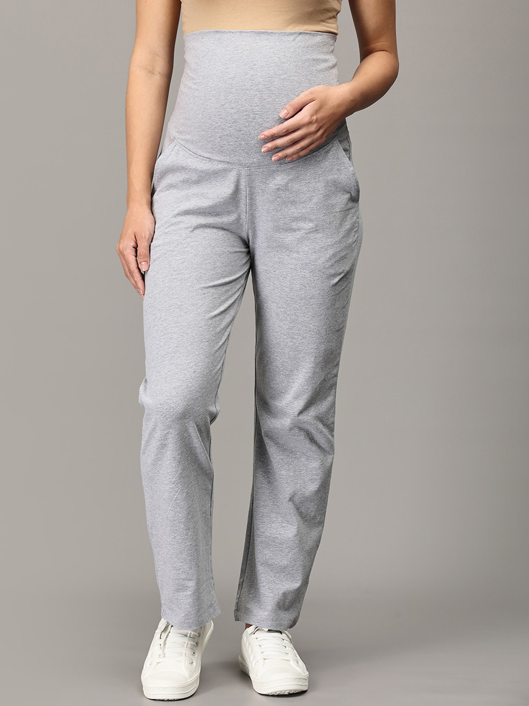 Buy The Mom Store Grey Women High Rise Maternity Track Pants Track Pants for Women 24343512
