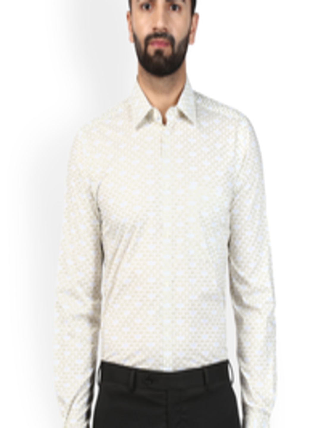 Buy Raymond Men White Regular Fit Printed Formal Shirt - Shirts for Men ...
