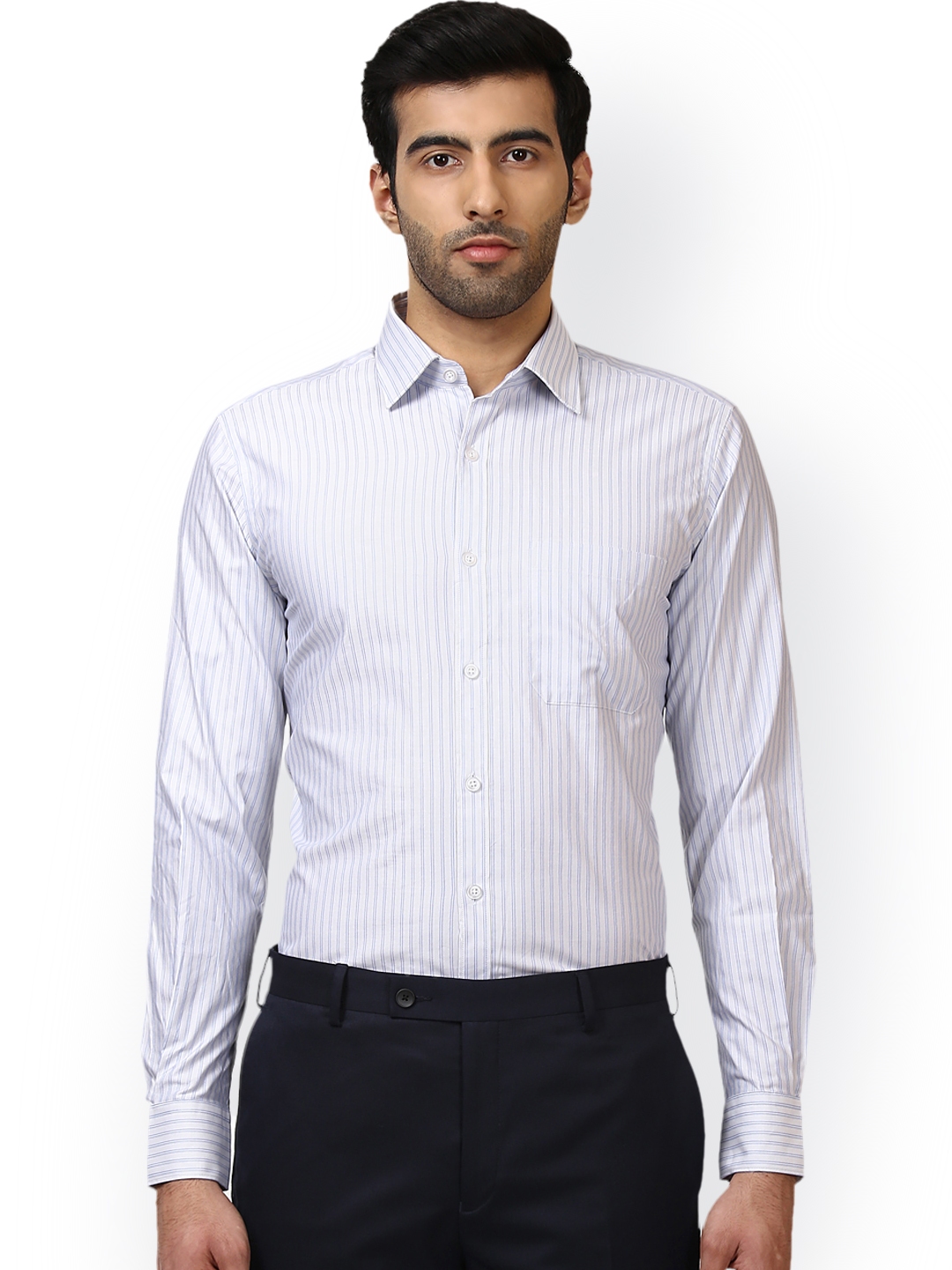 Buy Raymond Men Grey Regular Fit Striped Formal Shirt - Shirts for Men ...