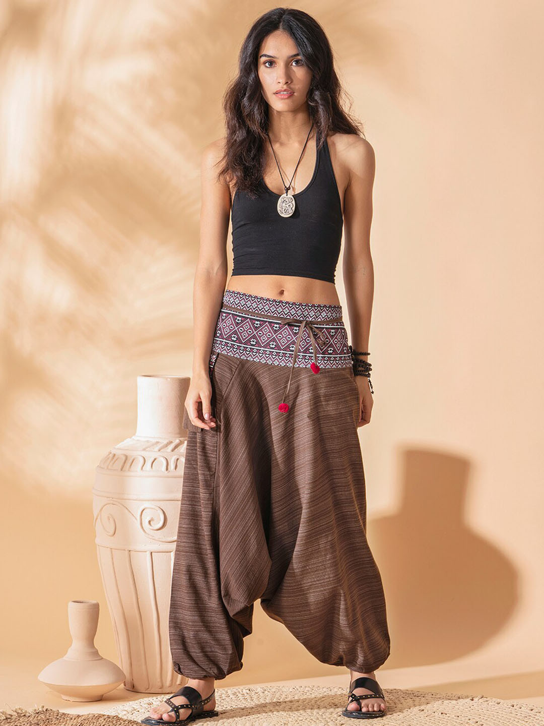 Buy The Veshti Company Women Printed Pure Cotton Loose Fit Harem Pants