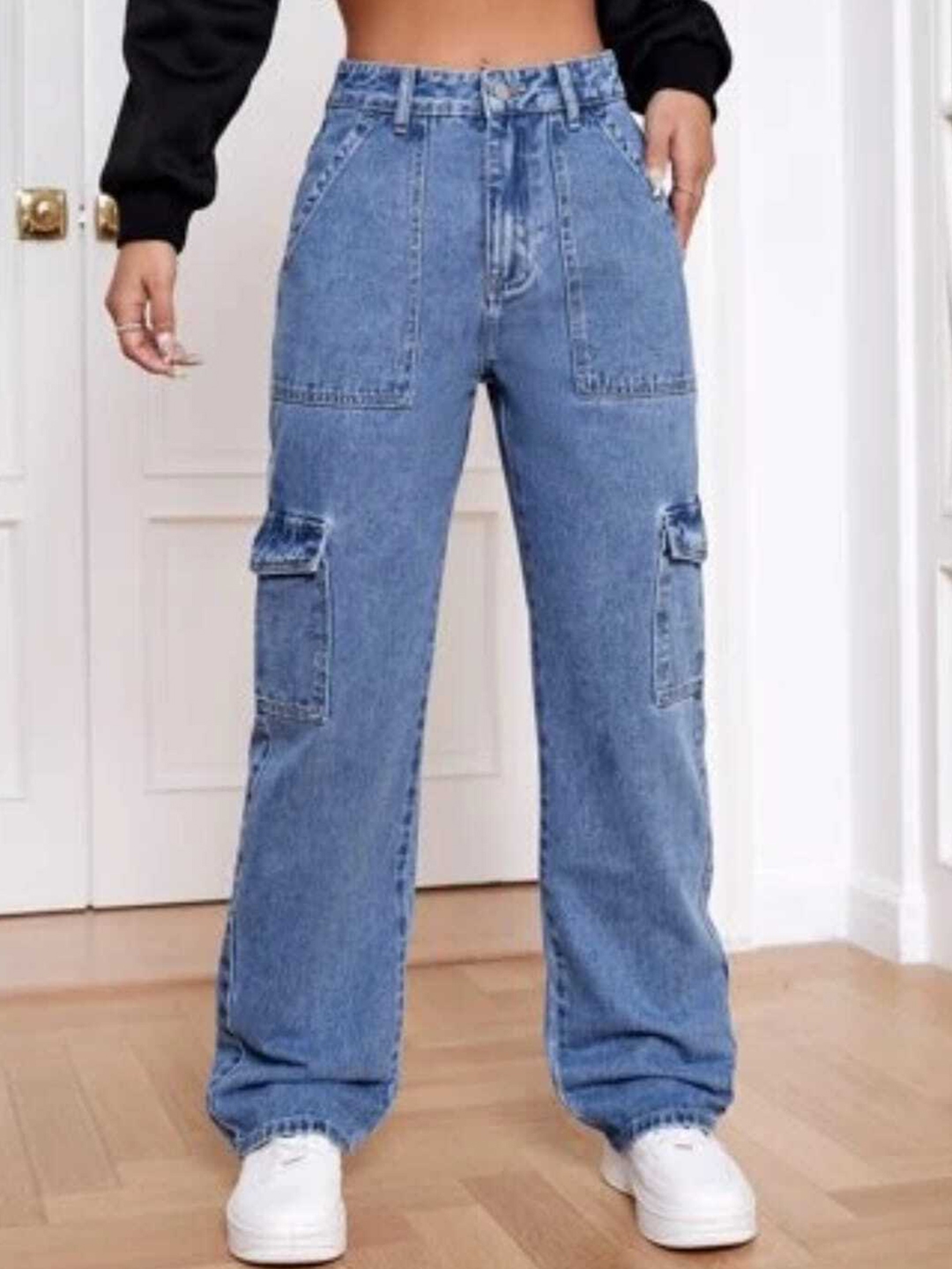 Buy BROADSTAR Smart Wide Leg High Rise Clean Look Stretchable Cotton ...
