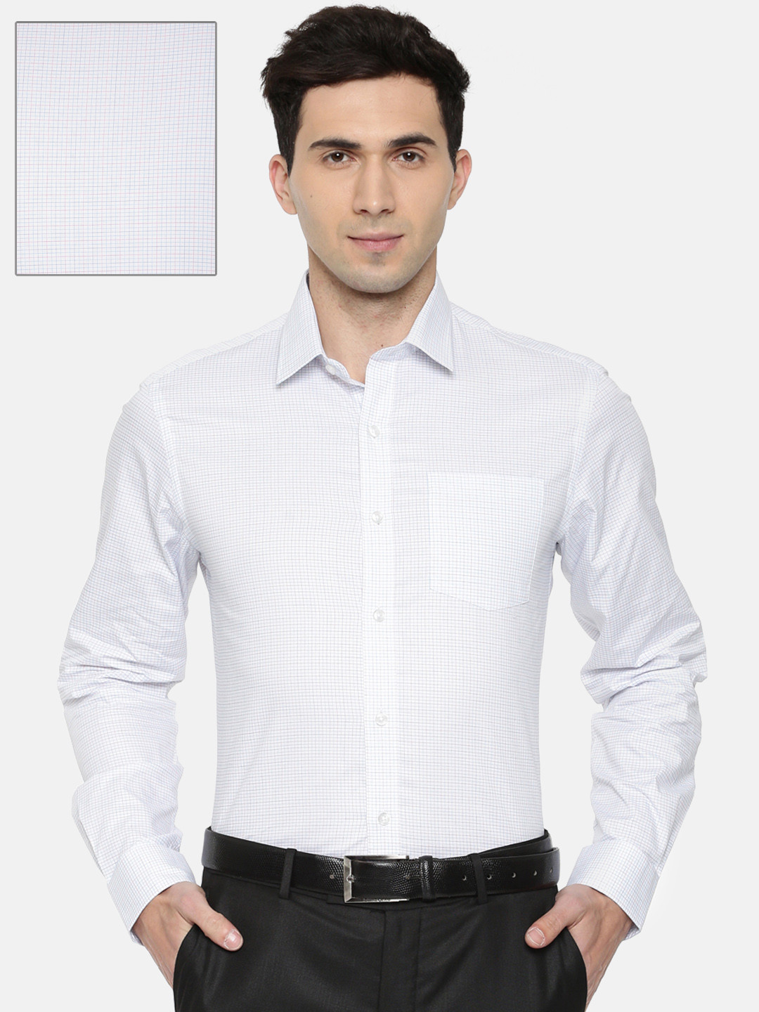Buy Arrow Men White Classic Slim Fit Checked Formal Shirt Shirts for