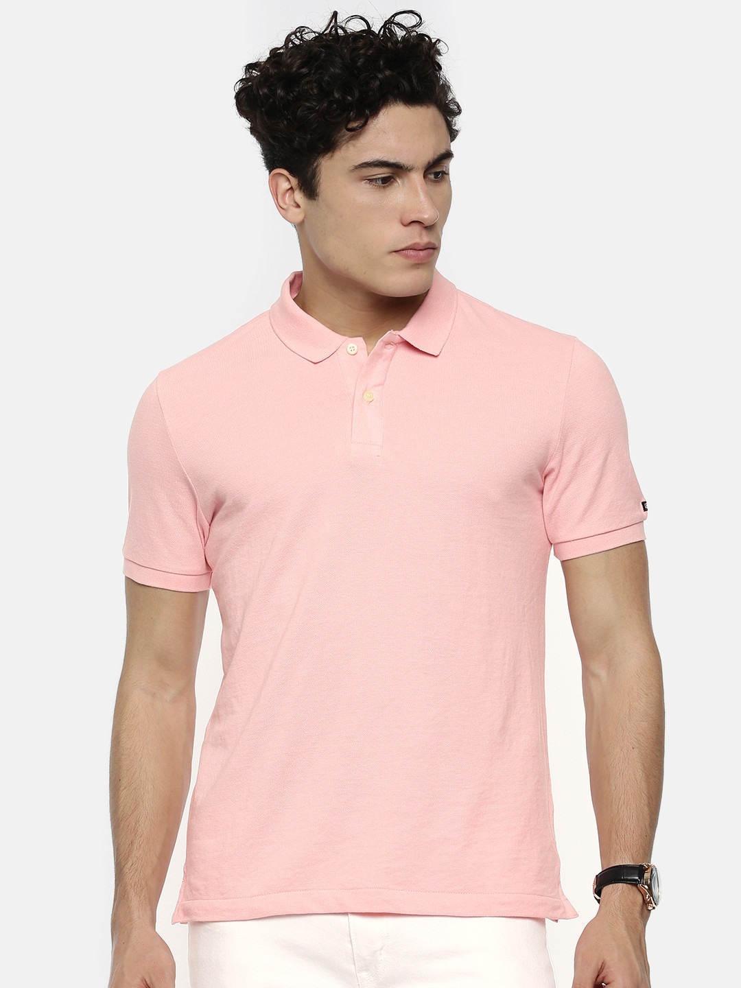 Buy Arrow Sport Men Pink Solid Polo Collar T Shirt Tshirts for Men