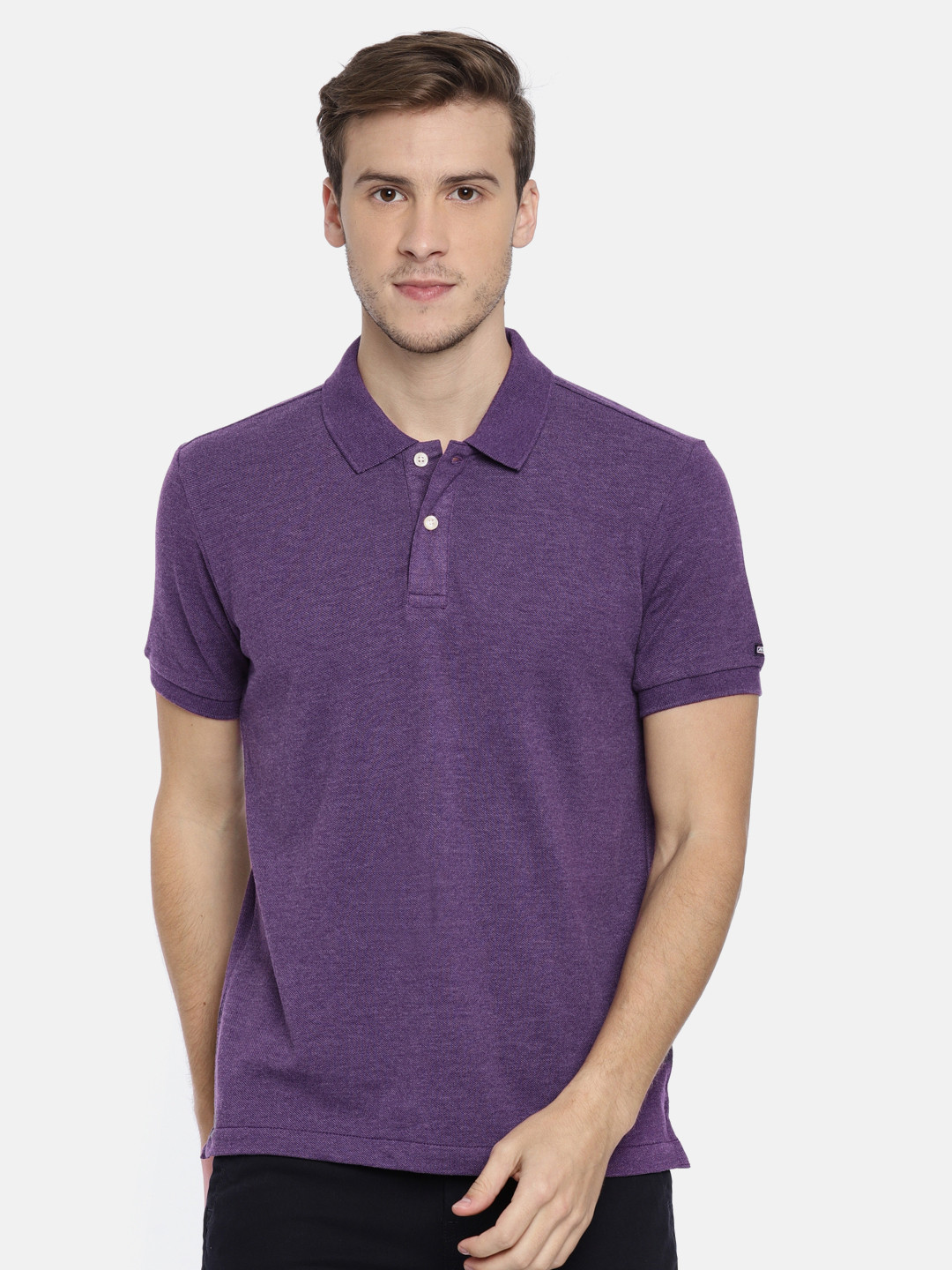 Buy Arrow Sport Men Purple Solid Polo Collar T Shirt Tshirts for Men