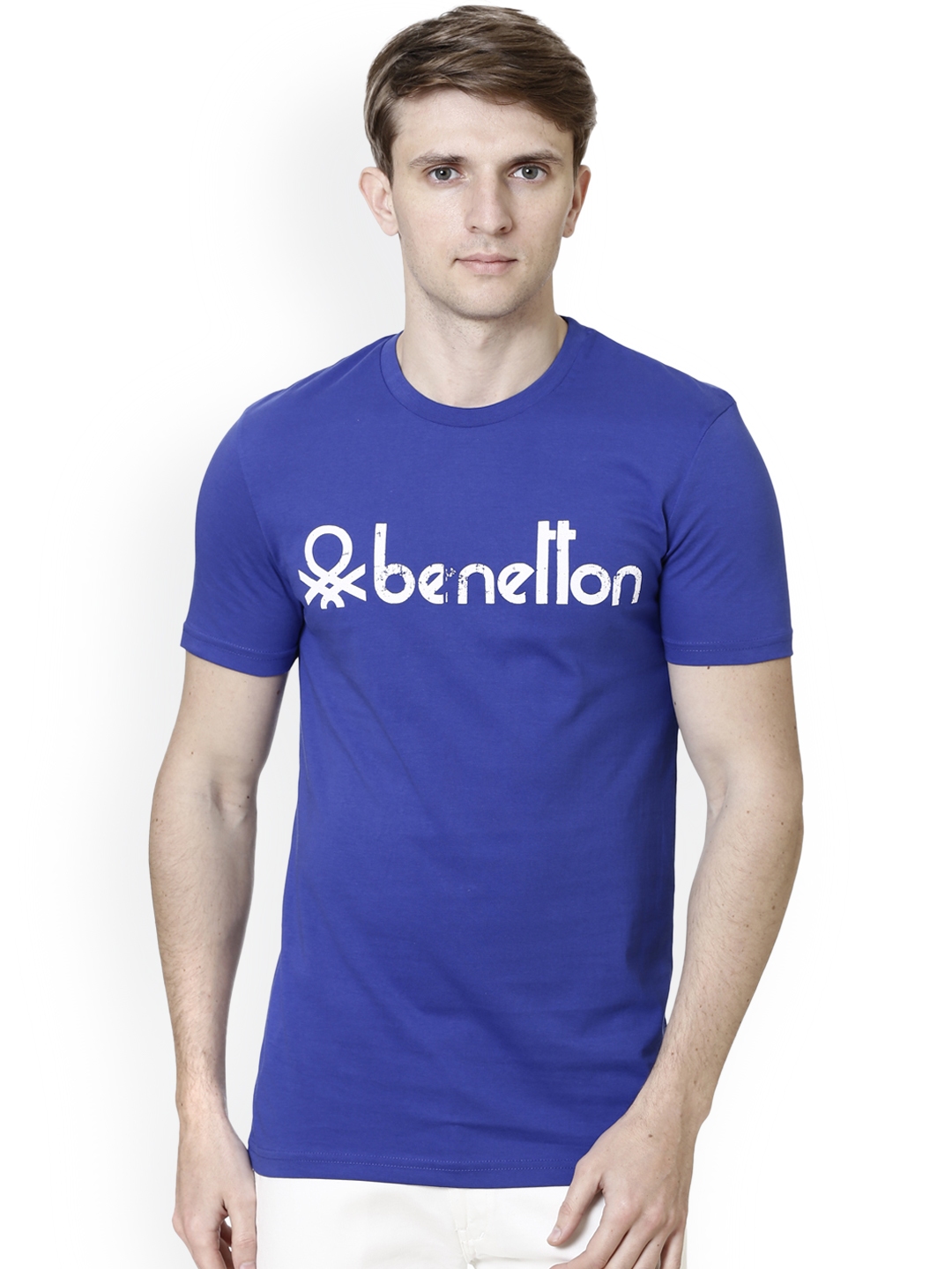 Buy United Colors Of Benetton Men Blue Printed Round Neck T Shirt ...