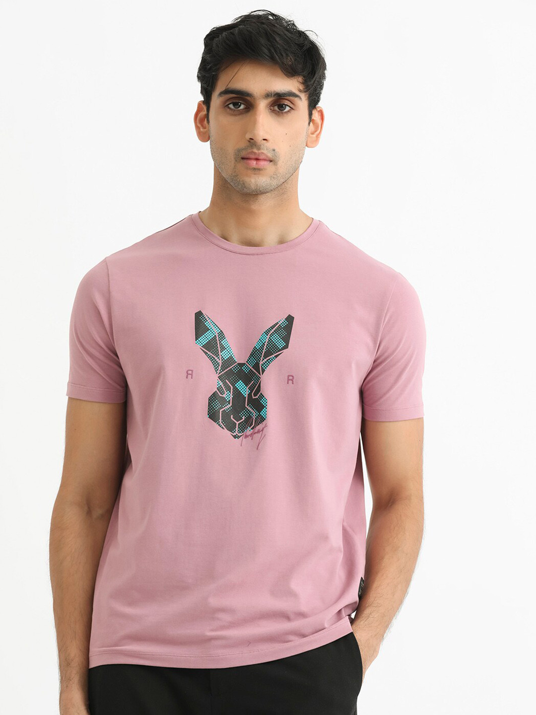 Buy RARE RABBIT Men Martel Graphic Printed Cotton Slim Fit T Shirt