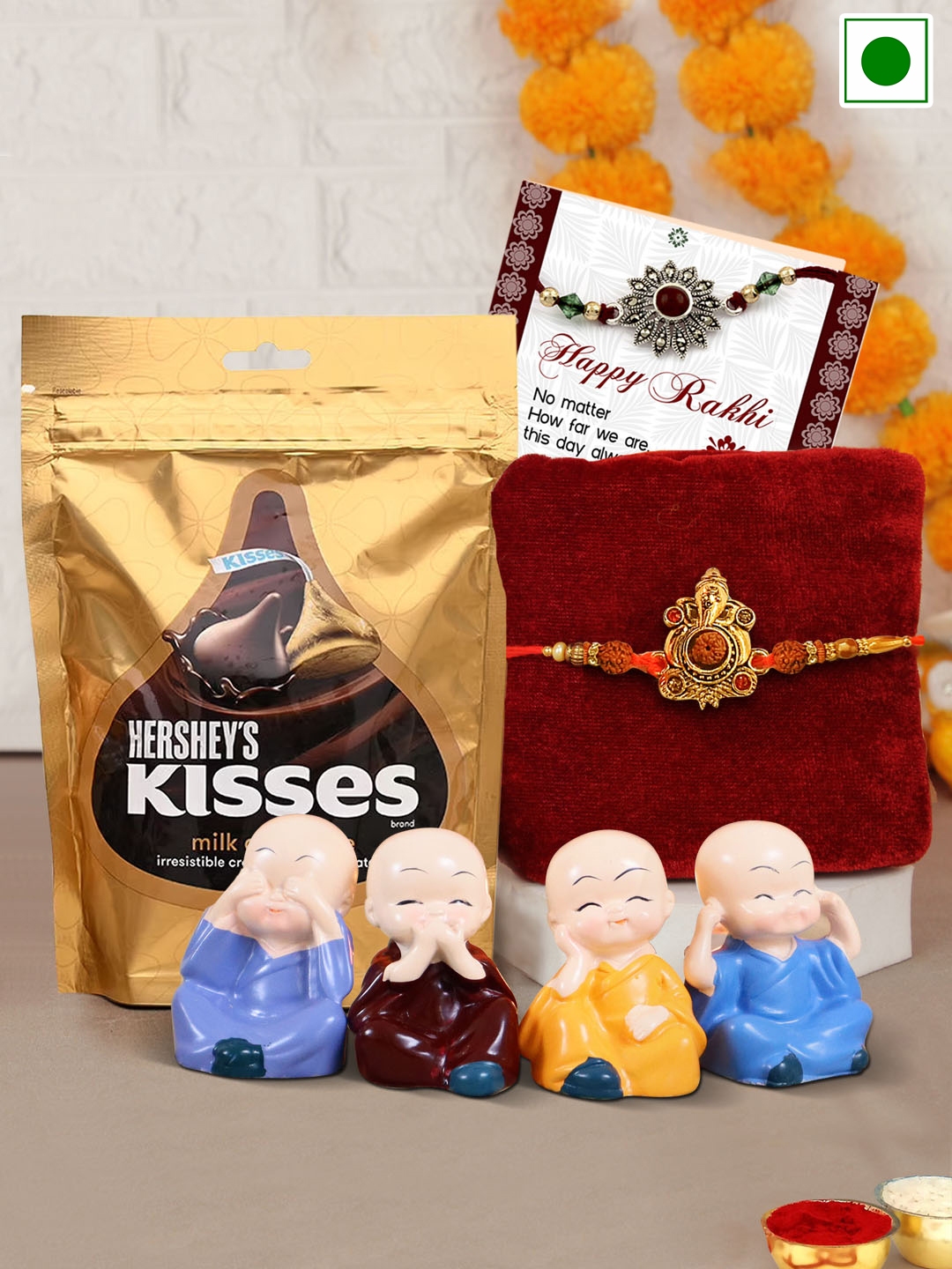 Buy TIED RIBBONS Ganesh Rakhi With 4 Idol & Hersheys Kisses Chocolate ...
