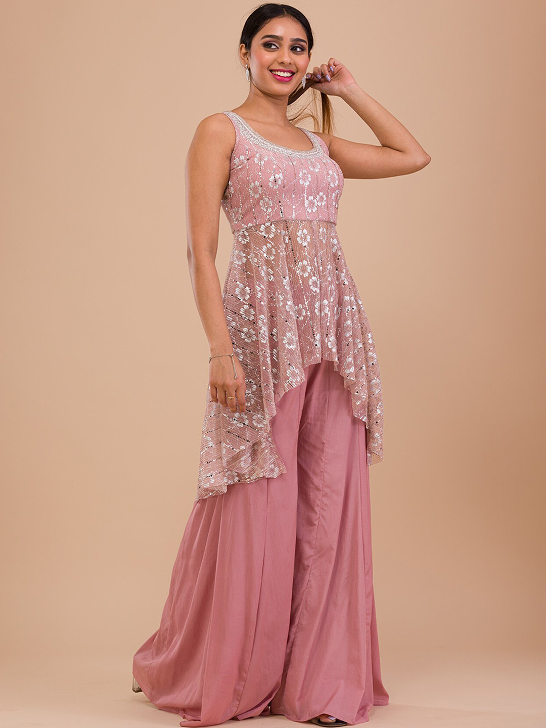Women Embroidered Kurta with Palazzos & Dupatta