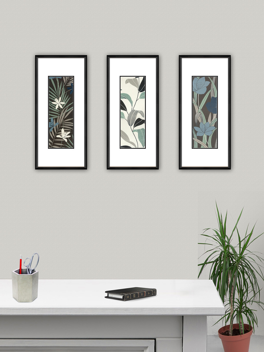 Buy Elegant Arts & Frames Black & White Set Of 3 Metal Framed Wall Art