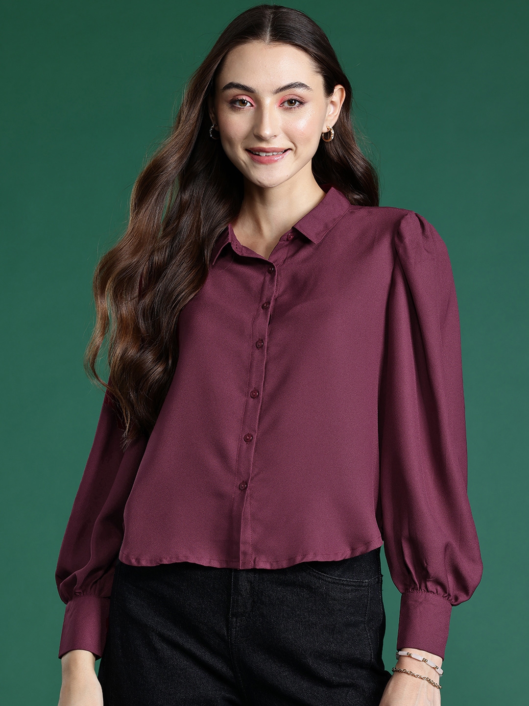 Buy DressBerry Puff Sleeves Casual Shirt - Shirts for Women 24404302 ...