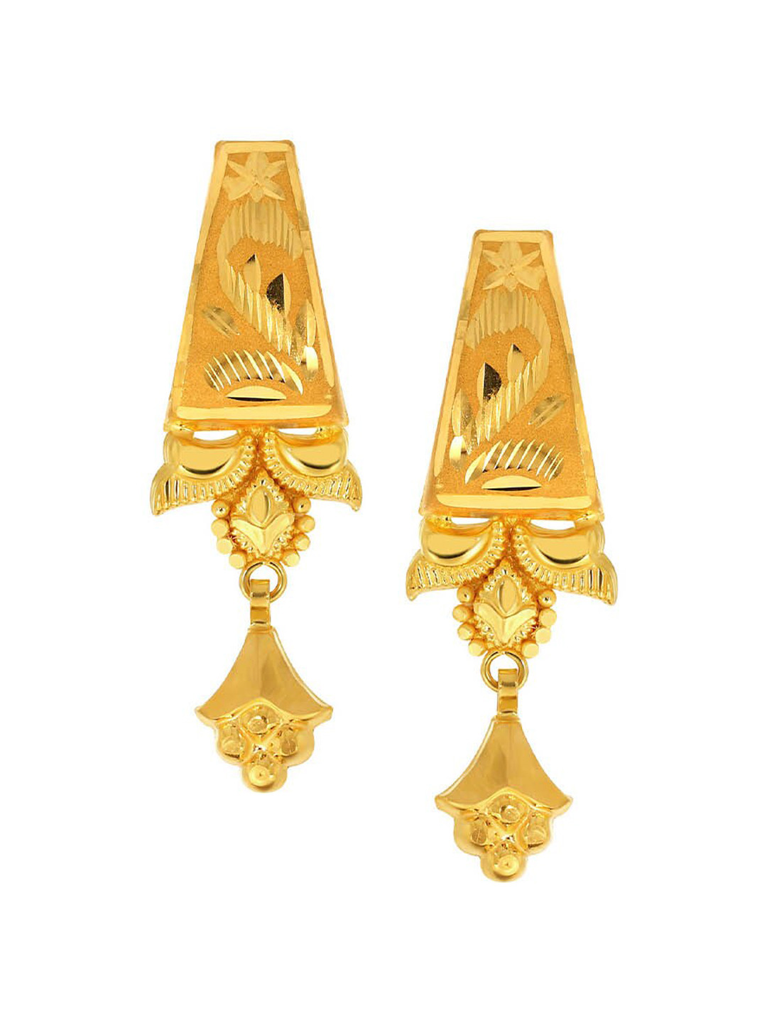 Buy SENCO 22KT Carved Drop Gold Earrings 1.1gm Earrings Gold for