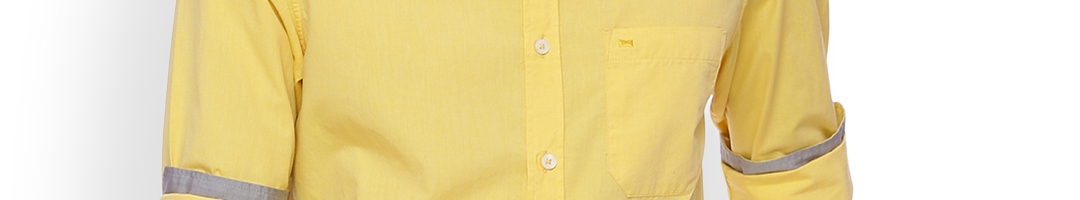 Buy Basics Men Yellow Slim Fit Solid Casual Shirt - Shirts for Men ...