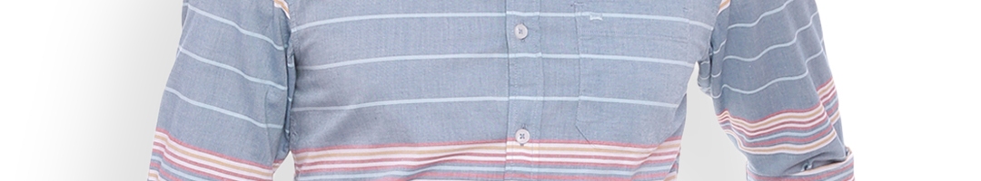 Buy Basics Men Blue Slim Fit Striped Casual Shirt - Shirts for Men ...