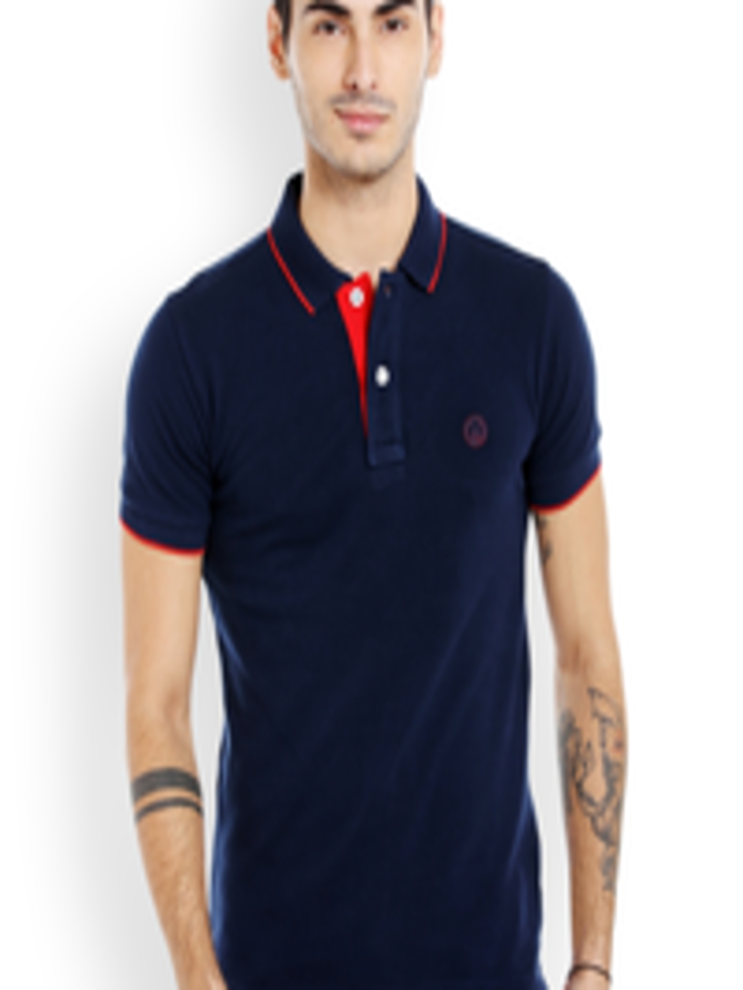 Buy Integriti Men Blue Solid Polo Collar Slim Fit T Shirt - Tshirts for ...
