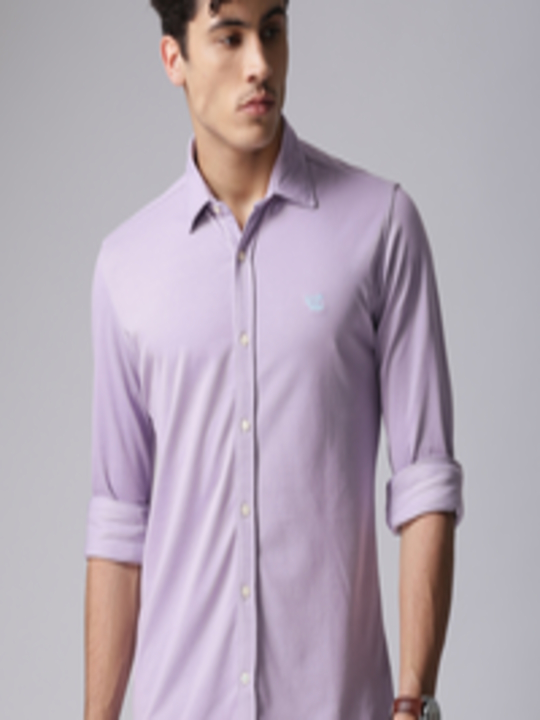 Buy YWC Men Lavender Classic Slim Fit Solid Casual Shirt - Shirts for ...