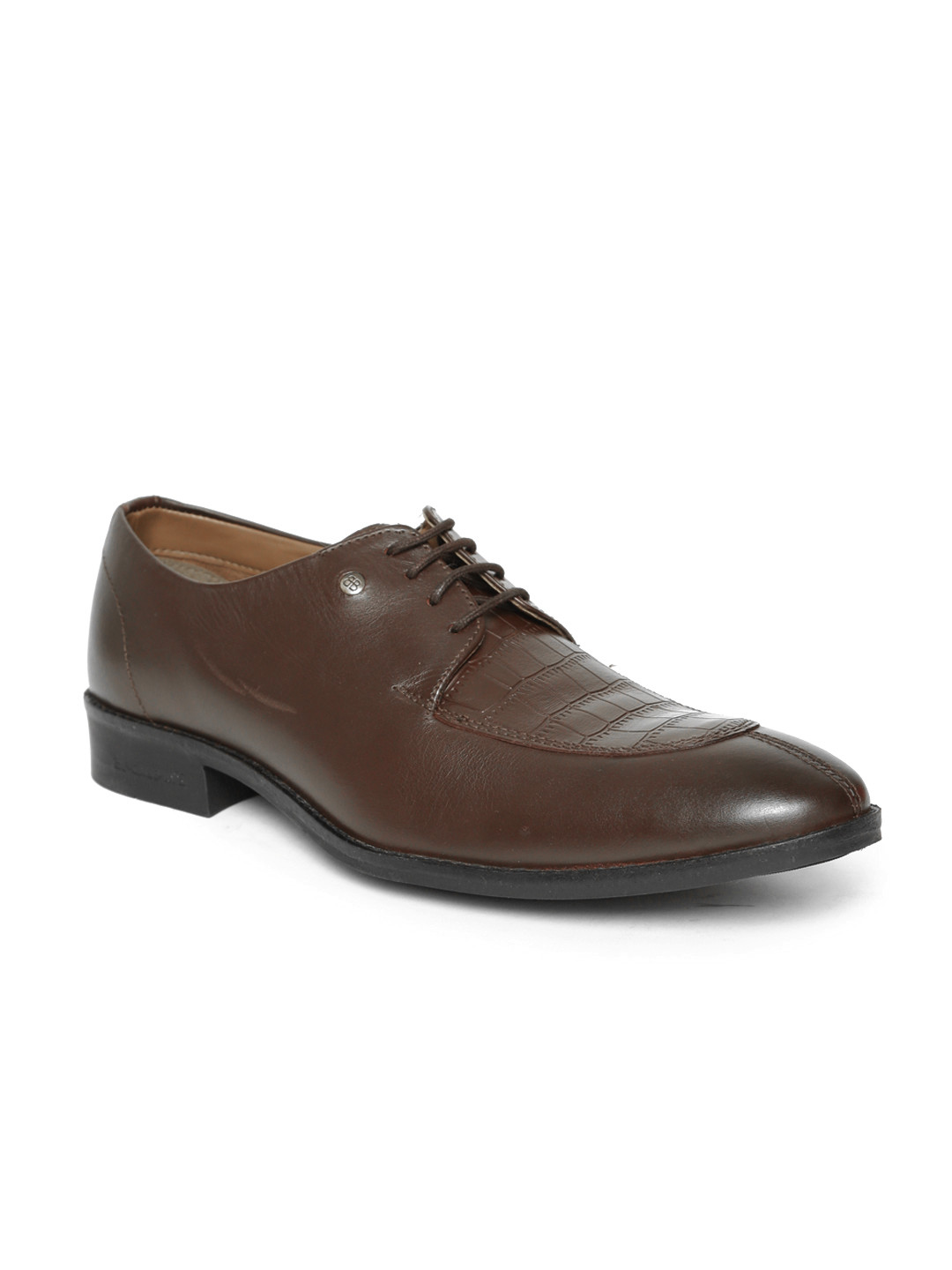 Buy Blackberrys Men Coffee Brown Leather Textured Formal