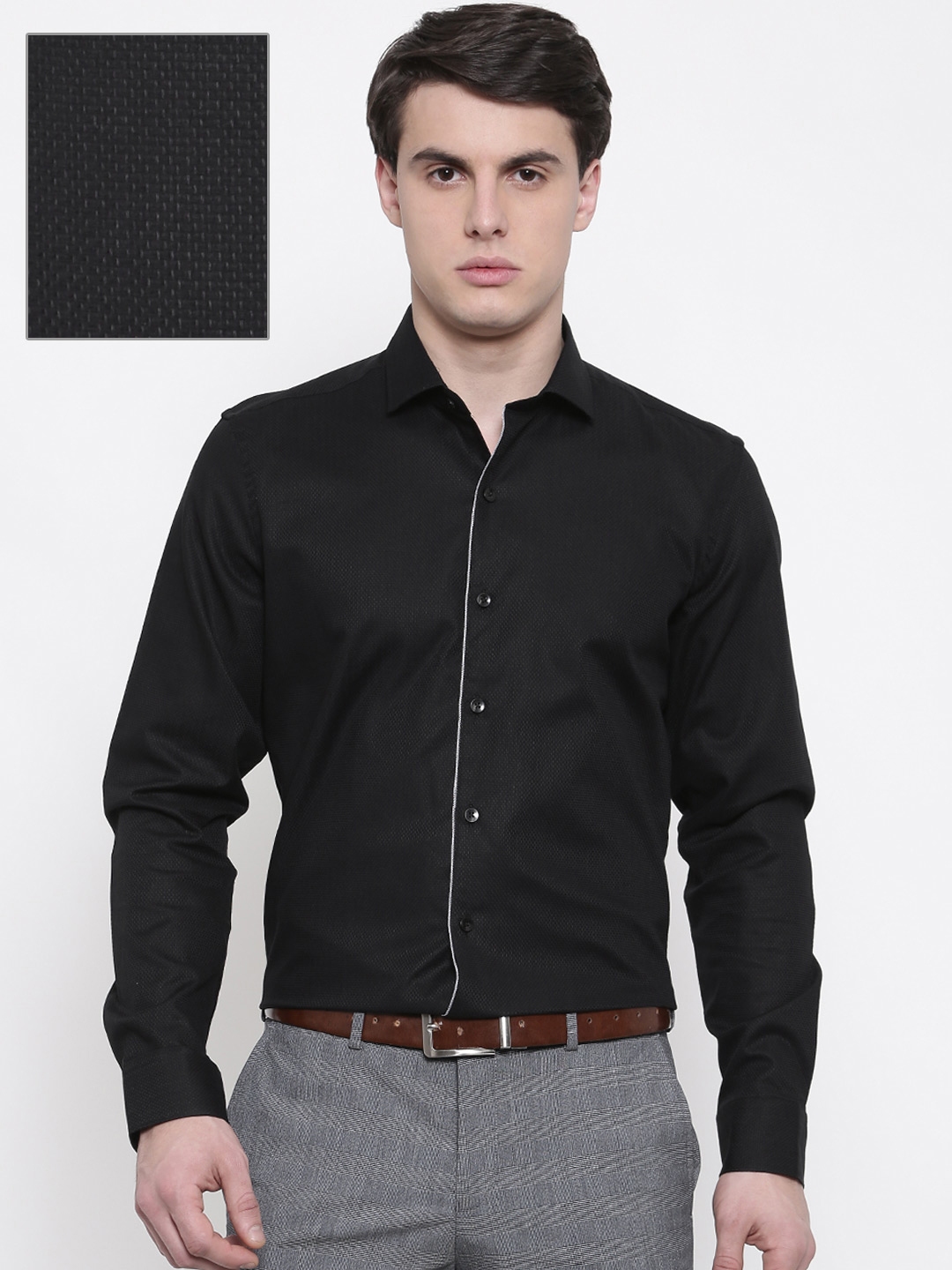 Buy CODE By Lifestyle Men Black Slim Fit Solid Formal Shirt - Shirts ...