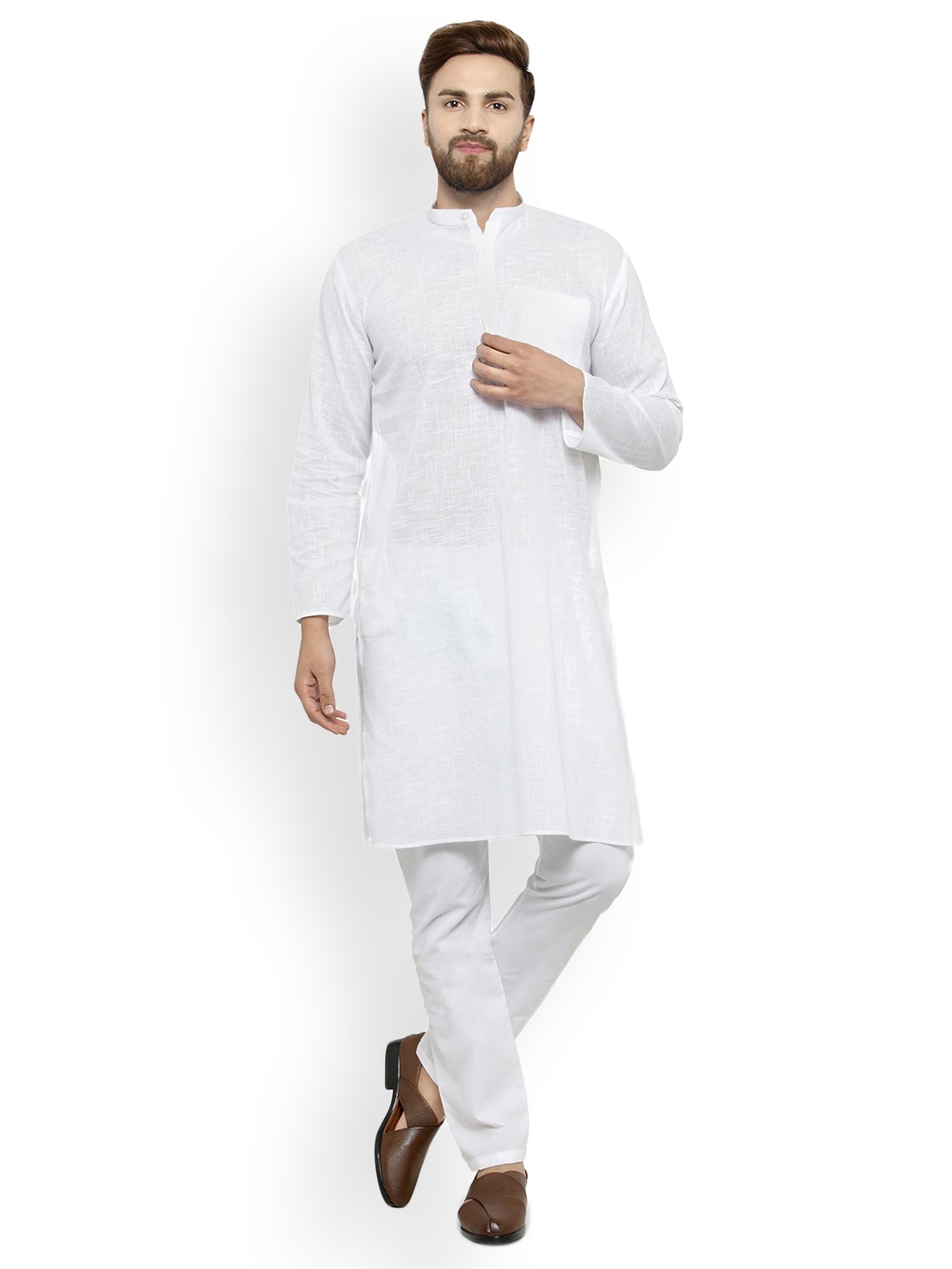 Buy Akavya Men White Solid Kurta With Pyjamas - Kurta Sets for Men ...