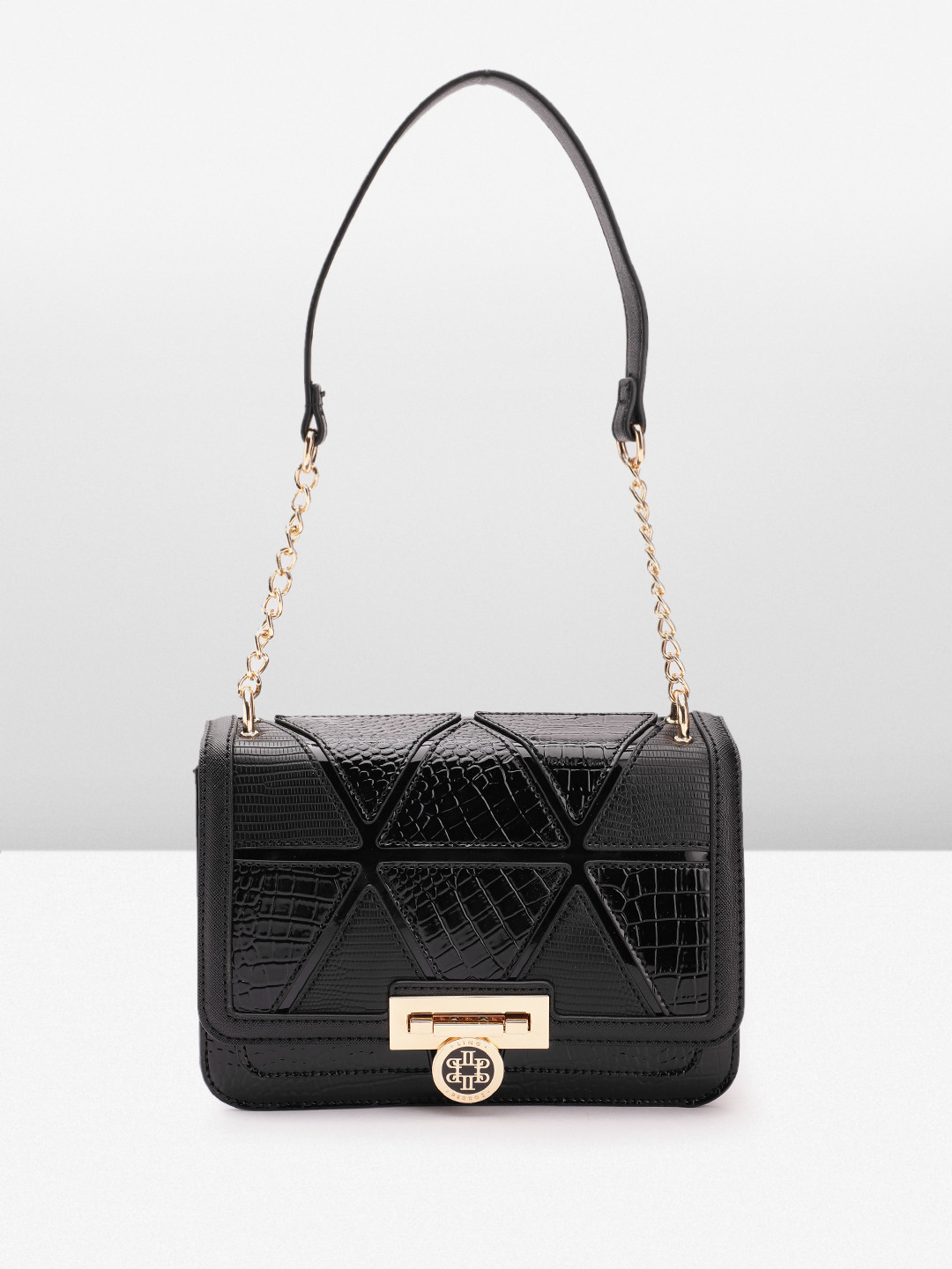 Lino Perros Textured Structured Handheld Bag with Bow Detail