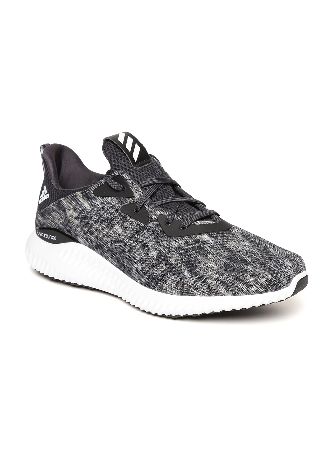 Buy ADIDAS Men Grey & Black Alphabounce SD Patterned Running Shoes ...