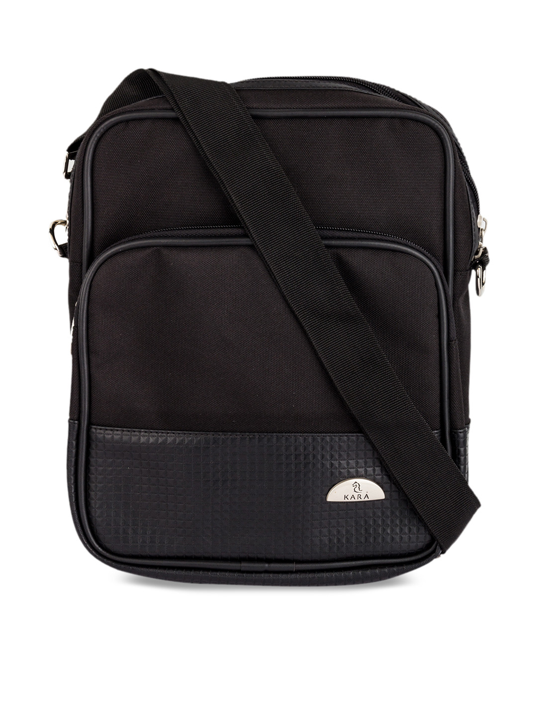 Buy Kara Unisex Black Solid Messenger Bag Messenger Bag for Unisex