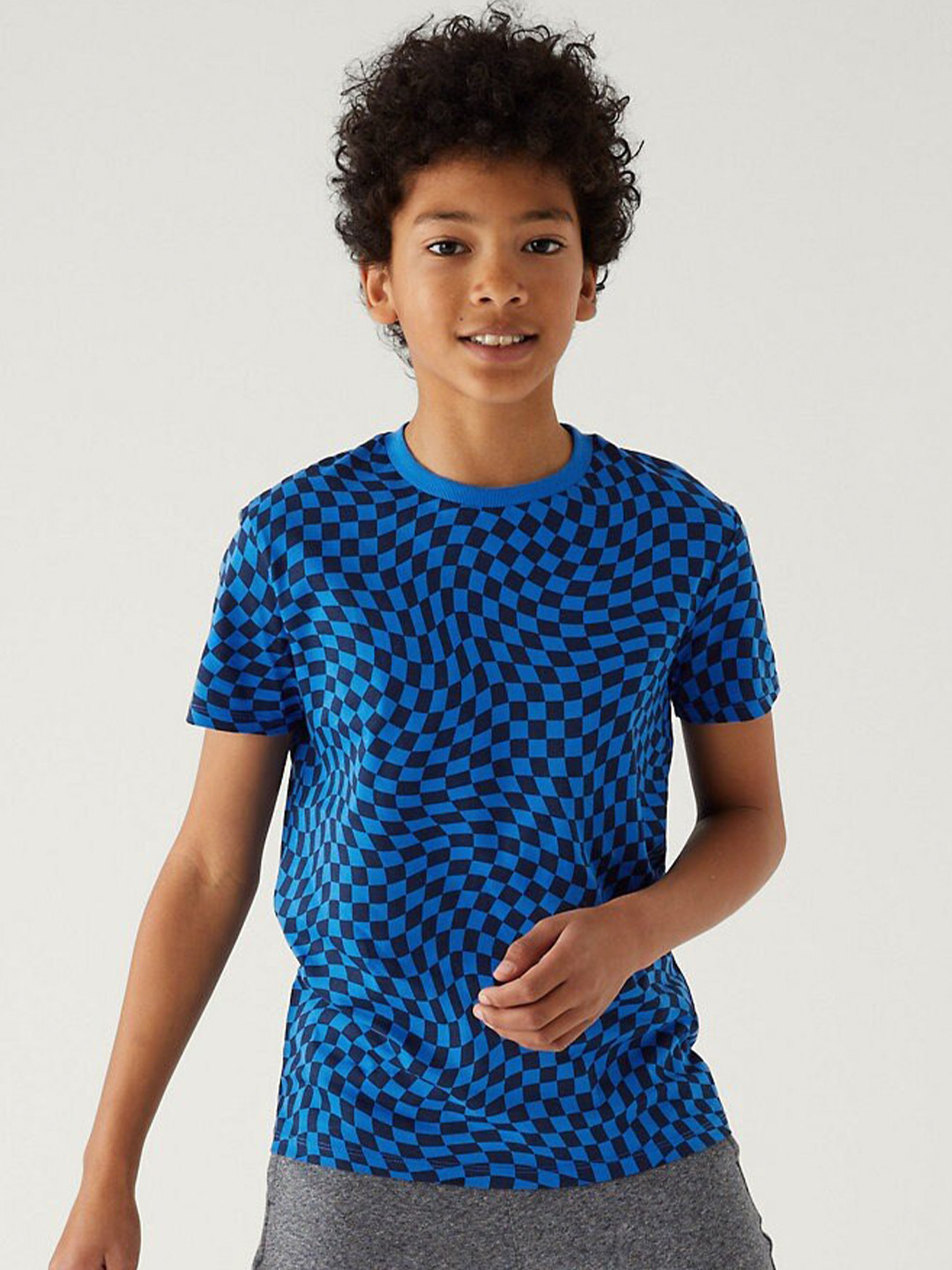 T-shirt Garçon Marks & Spencer Coton Bleu Taille 3-4 Ans
