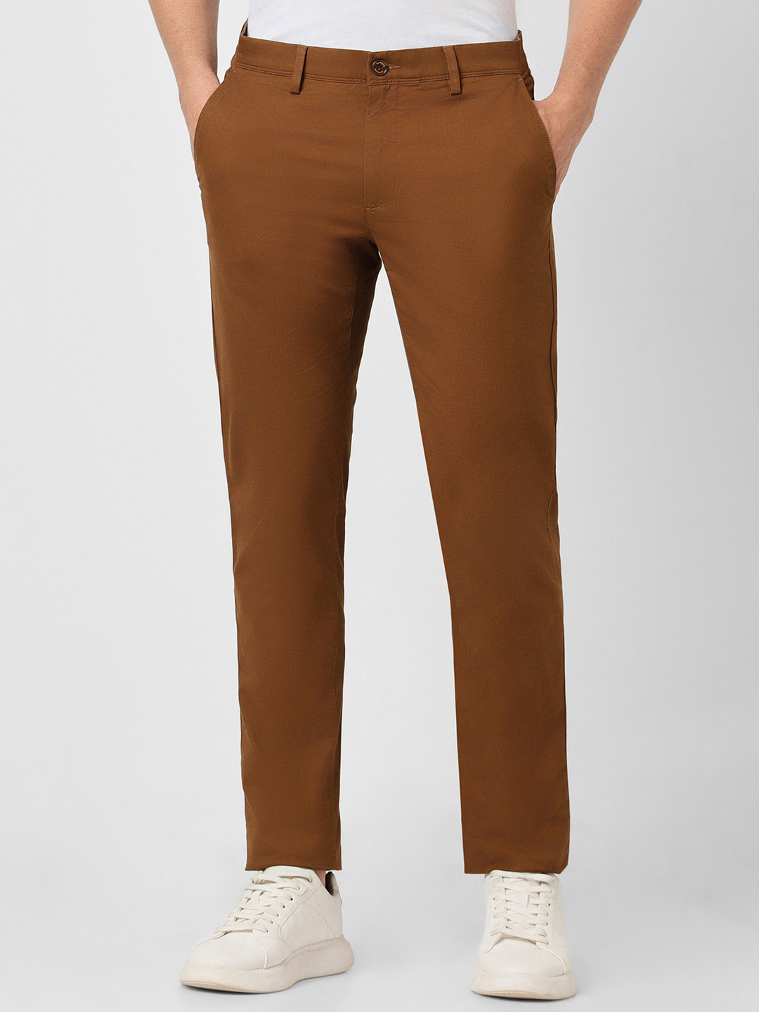 Buy Van Heusen Sport Men Mid Rise Slim Fit Trousers - Trousers for Men ... image.