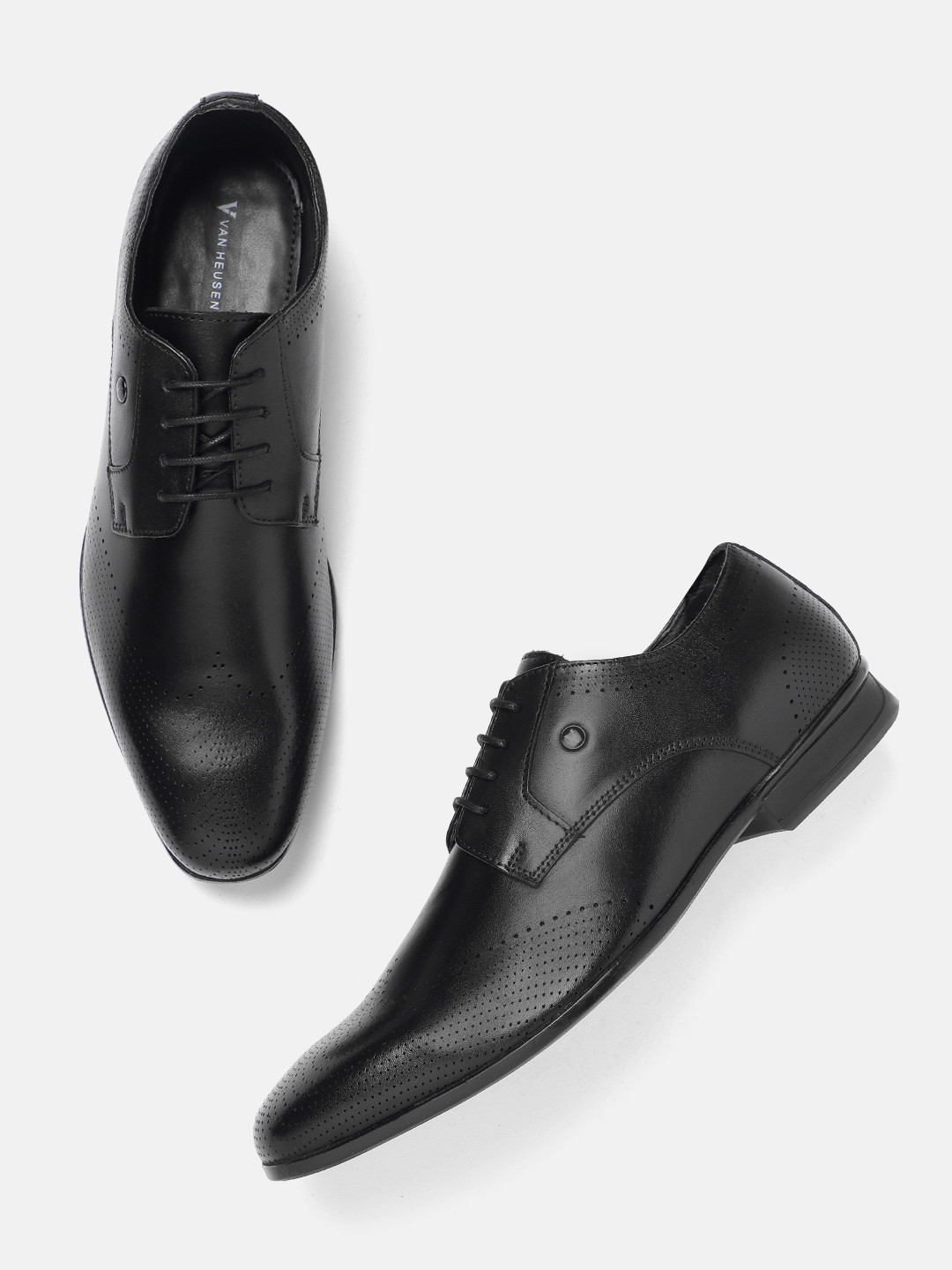 Buy Van Heusen Men Leather Perforated Formal Derbys Formal Shoes for