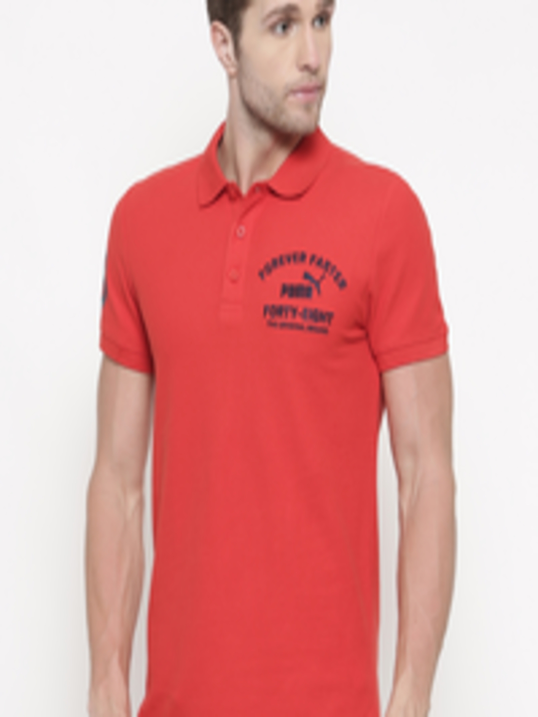 Buy Puma Men Red India Embroidery Solid Polo Collar T Shirt - Tshirts ...