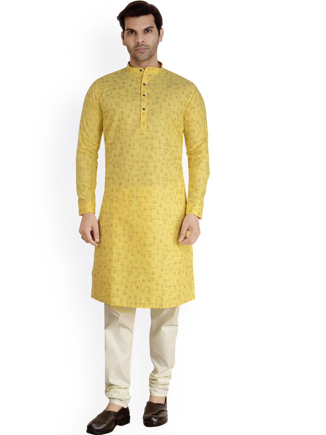 Buy ARRUGA Ethnic Motifs Printed Mandarin Collar Kurta With Churidar