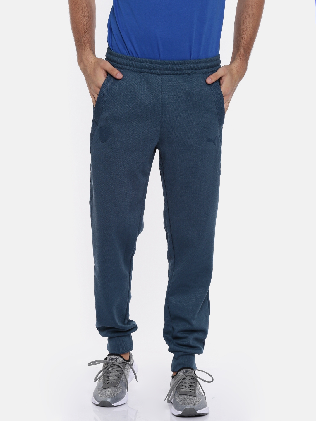 Buy Puma Men Blue Textured Ferrari Cc Joggers Track