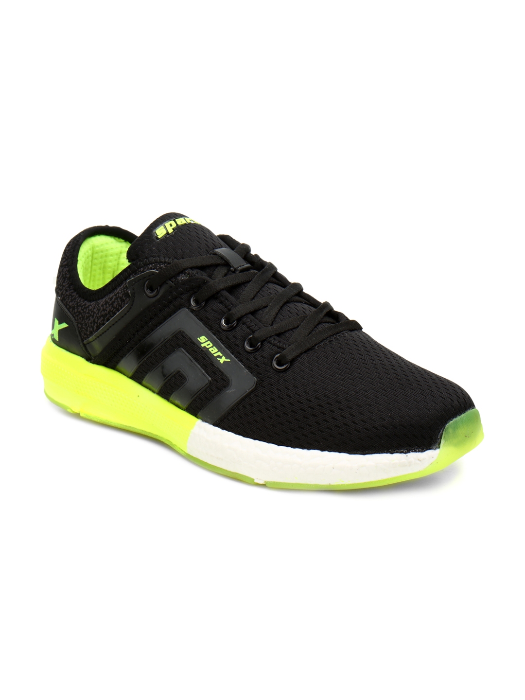 sparx men's sports running shoes black green