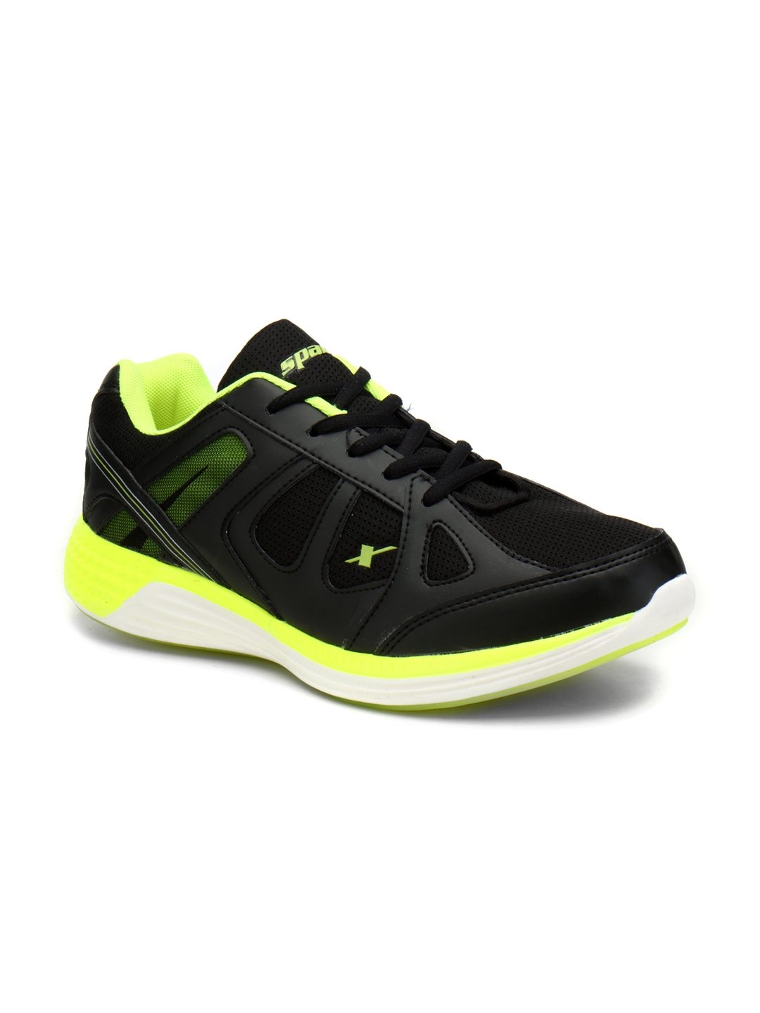 sparx men's sports running shoes black green