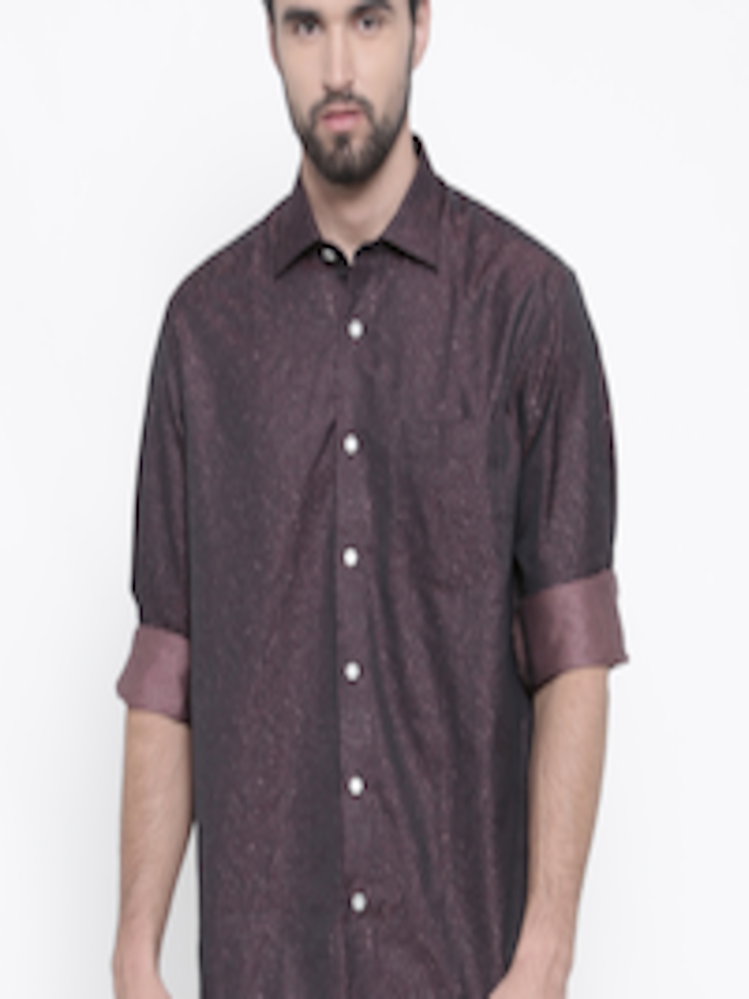 Buy ColorPlus Men Maroon Regular Fit Printed Casual Shirt - Shirts for ...