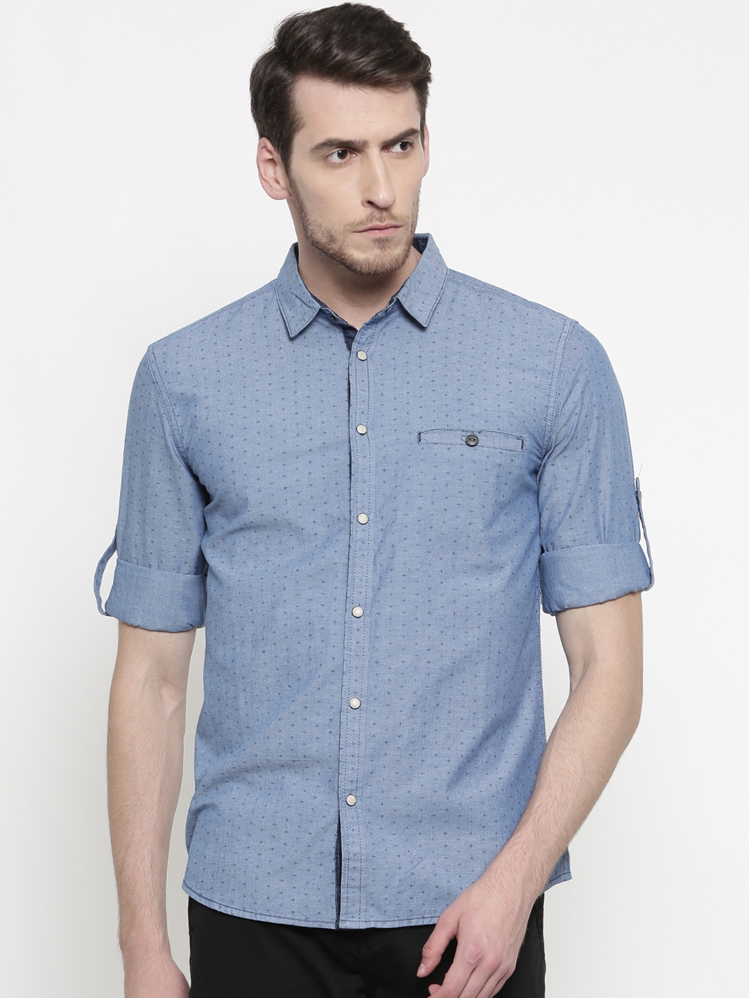 Buy Slub Men Blue Comfort Slim Fit Printed Casual Shirt - Shirts for ...