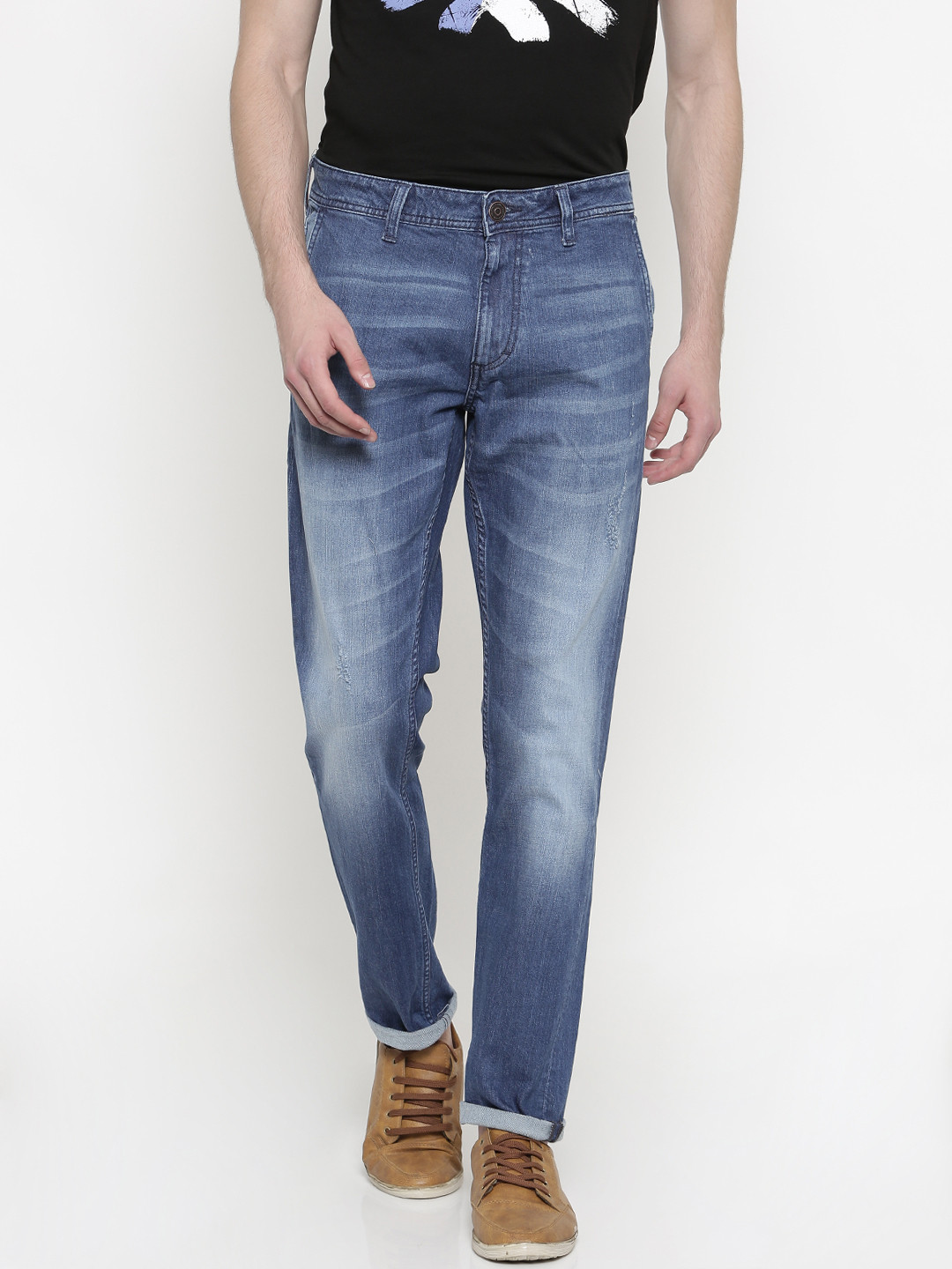 Buy Slub Men Blue Skinny Fit Mid Rise Low Distress Jeans Jeans for