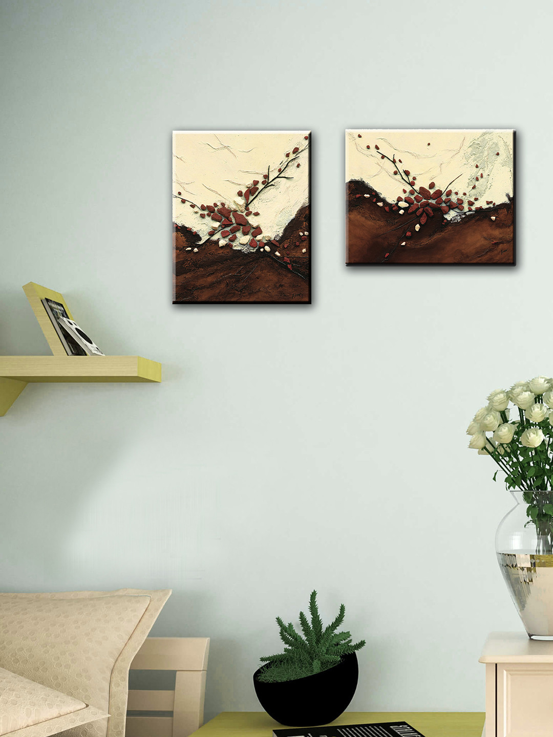 Buy Elegant Arts & Frames Set Of 2 Floral Stretched Canvas Art Wall